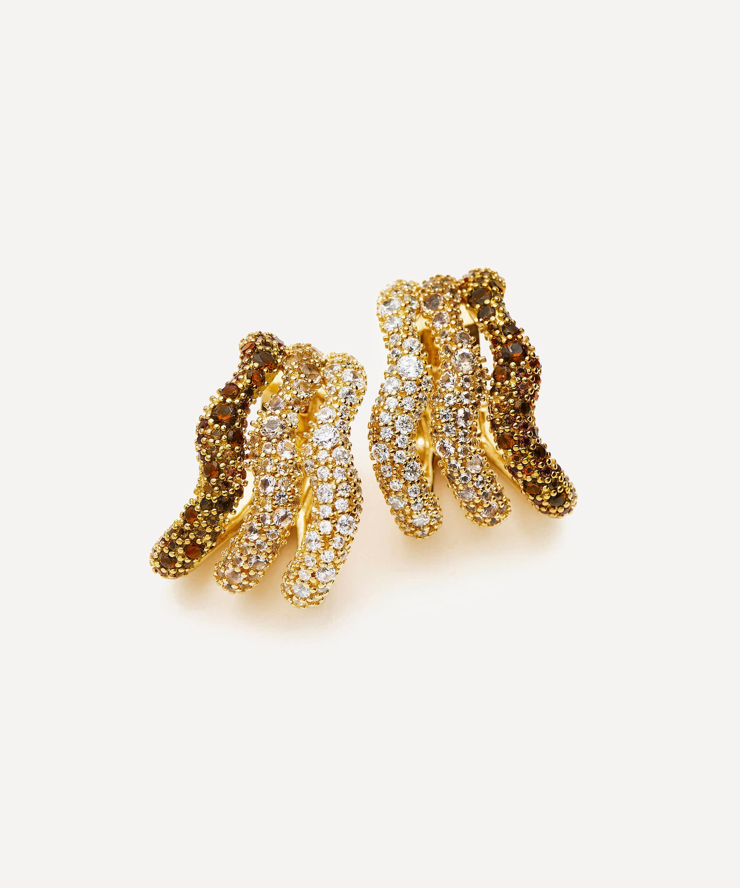Missoma - 18ct Gold-Plated Molten Snow Triple Pavé Small Hoop Earrings