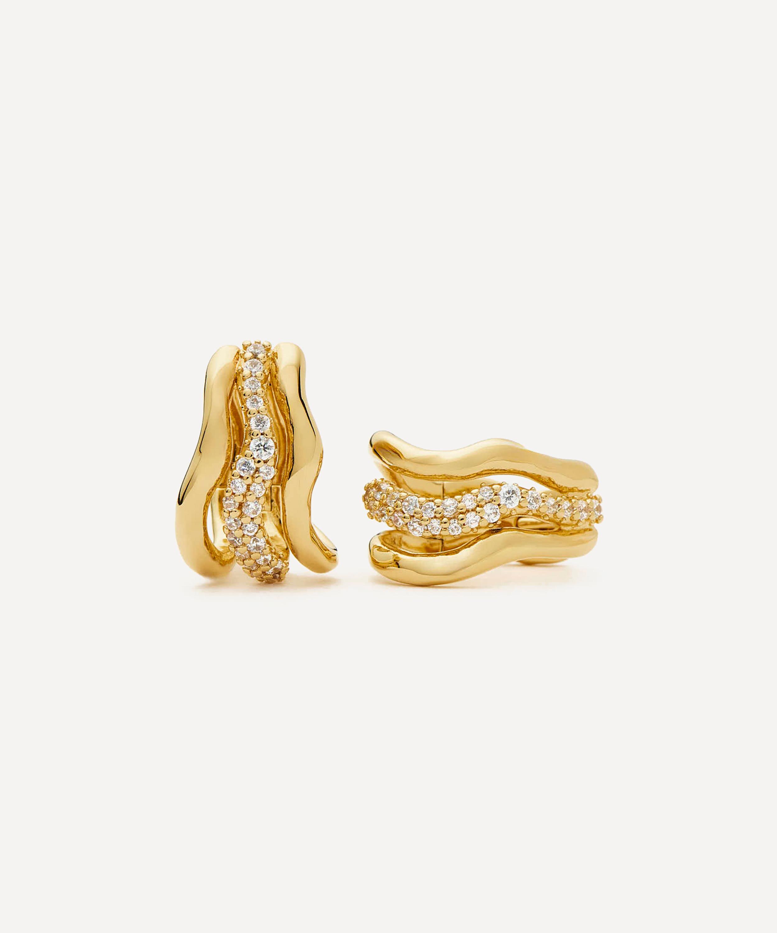 Missoma - 18ct Gold-Plated Molten Snow Triple Small Hoop Earrings image number 0