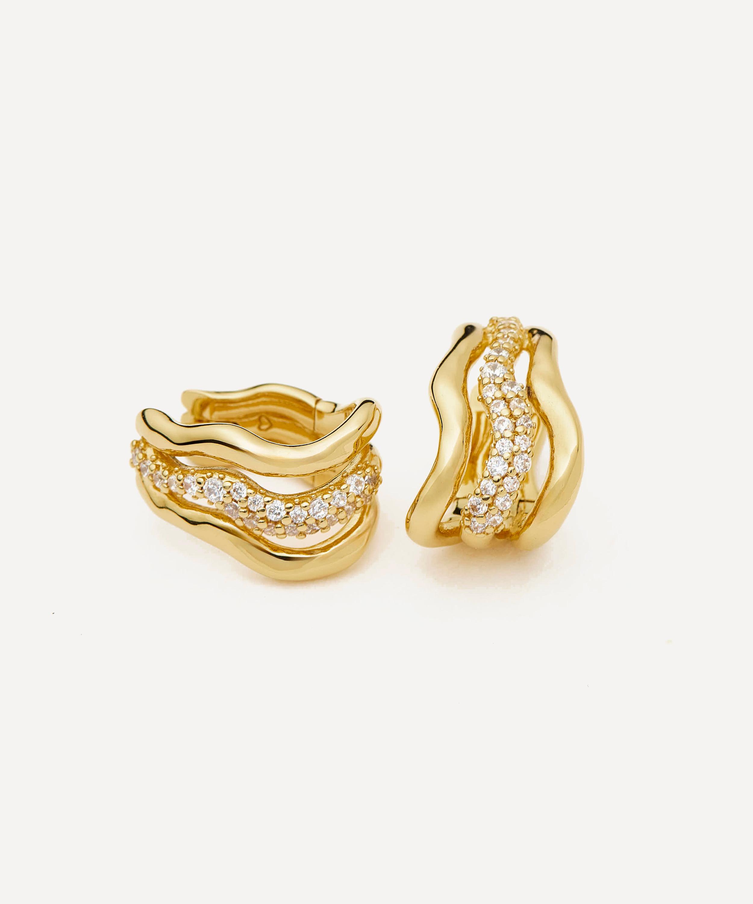 Missoma - 18ct Gold-Plated Molten Snow Triple Small Hoop Earrings image number 1