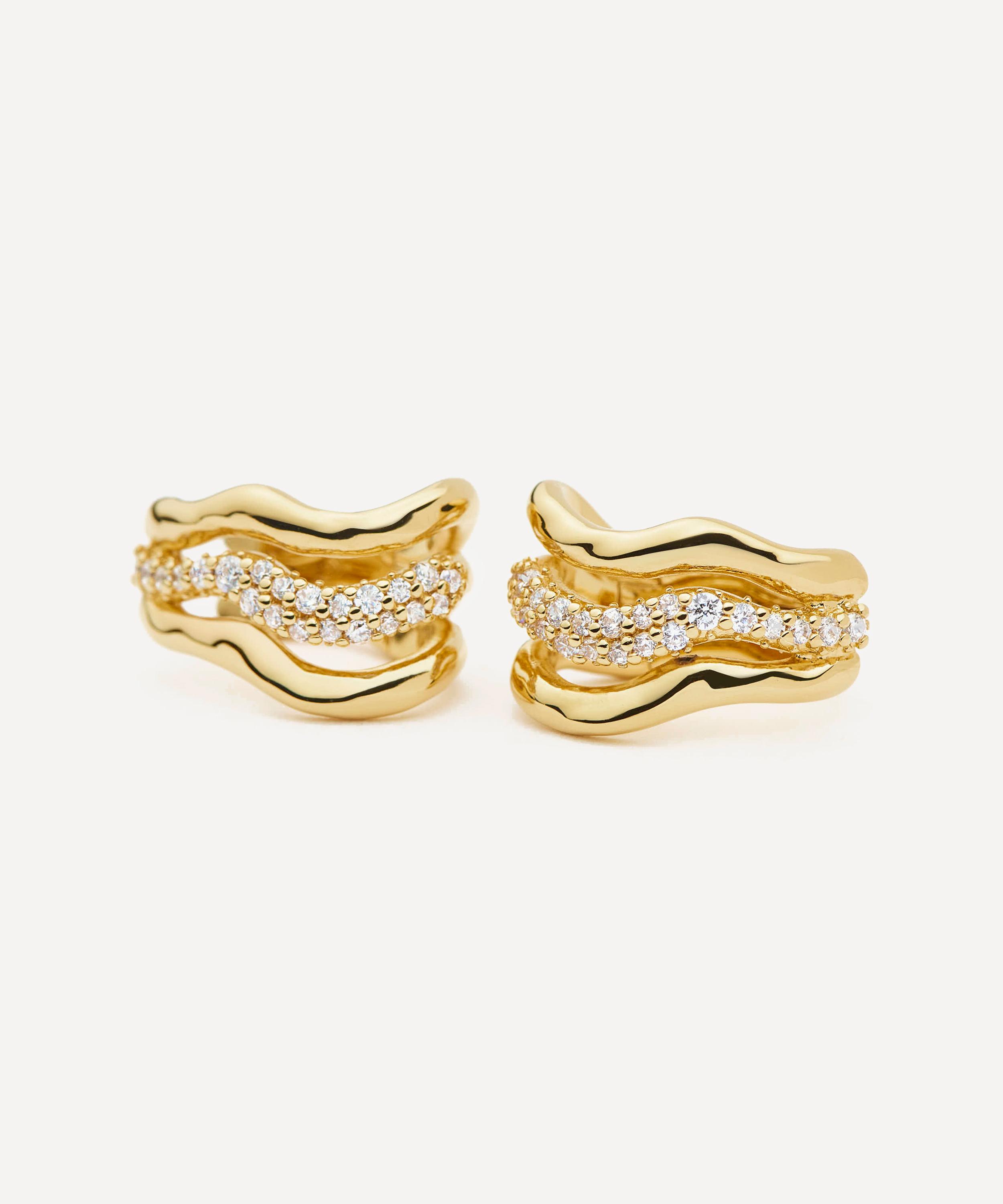 Missoma - 18ct Gold-Plated Molten Snow Triple Small Hoop Earrings image number 2