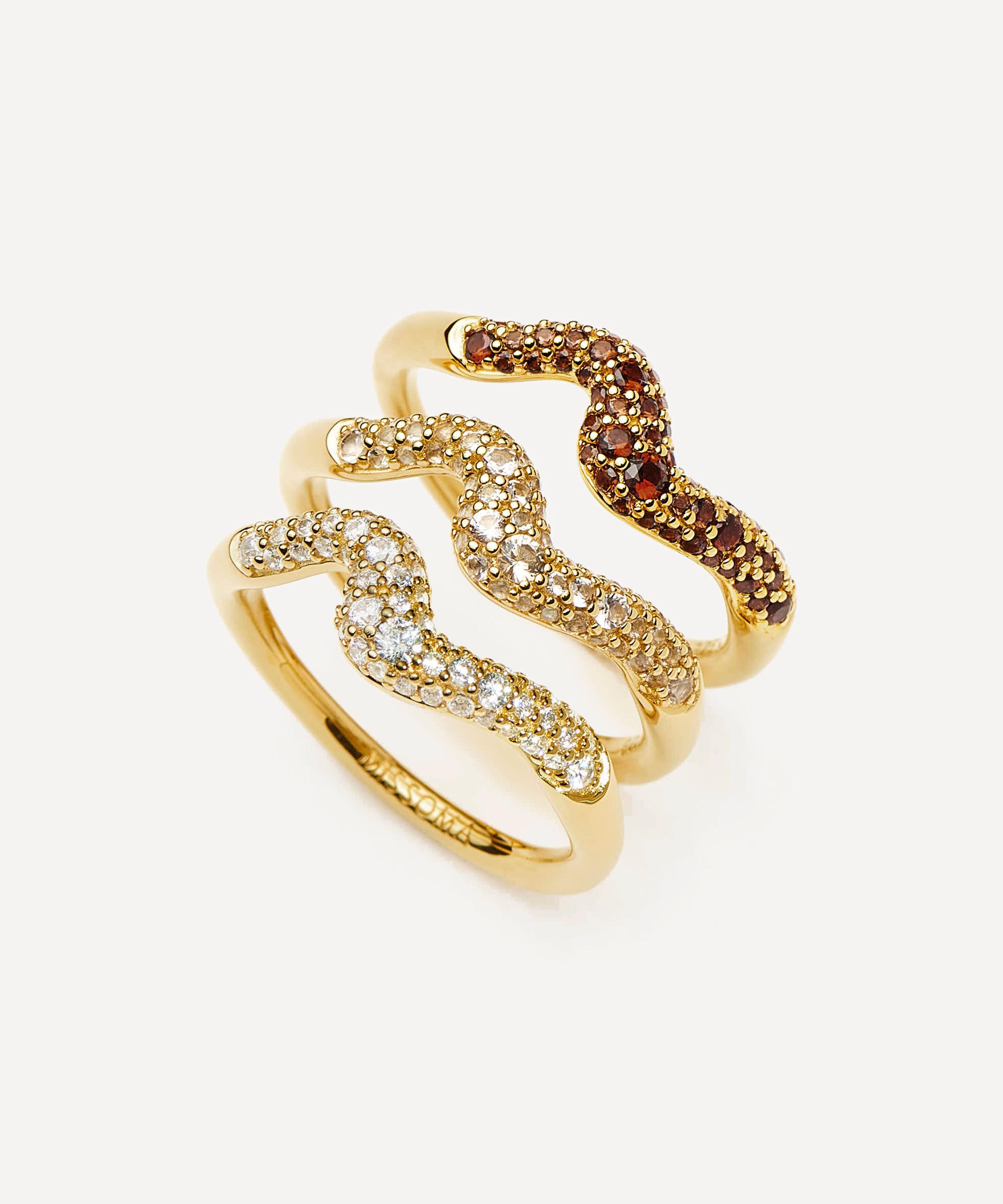 Missoma - 18ct Gold-Plated Vermeil Silver Molten Snow Stacking Ring Set