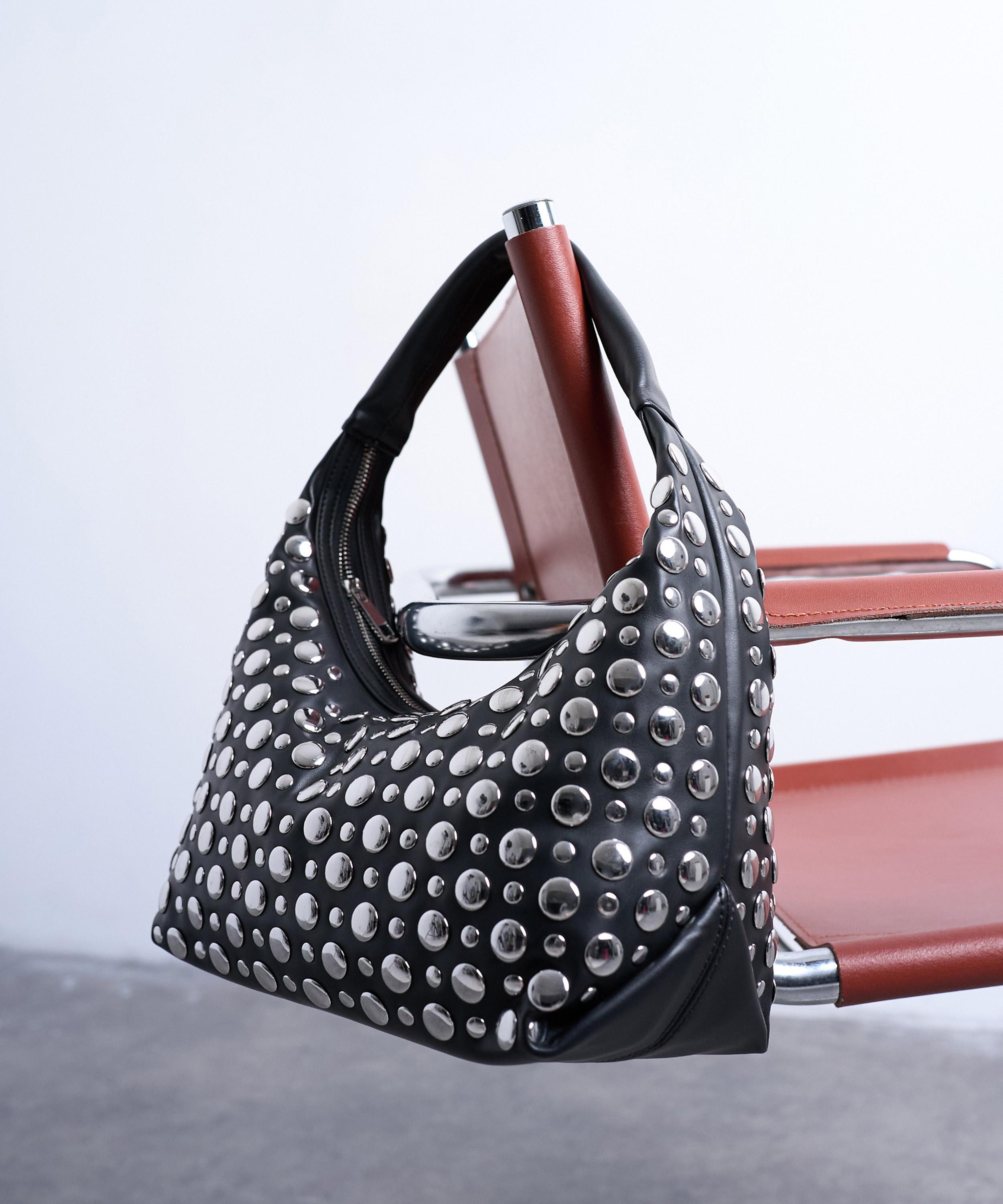 TOPSHOP - Black Samantha Studded Shoulder Bag