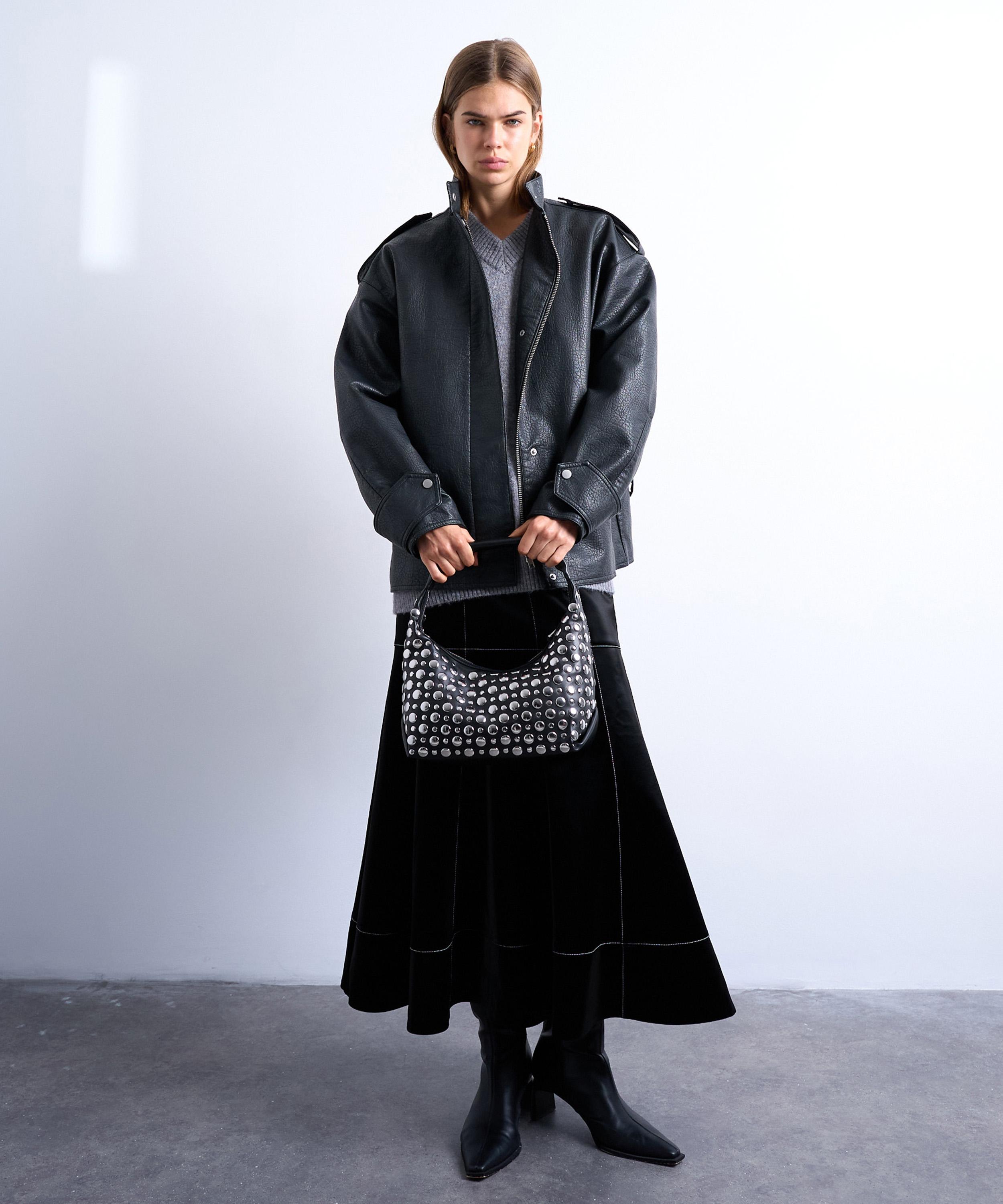 TOPSHOP - Black Samantha Studded Shoulder Bag image number 3