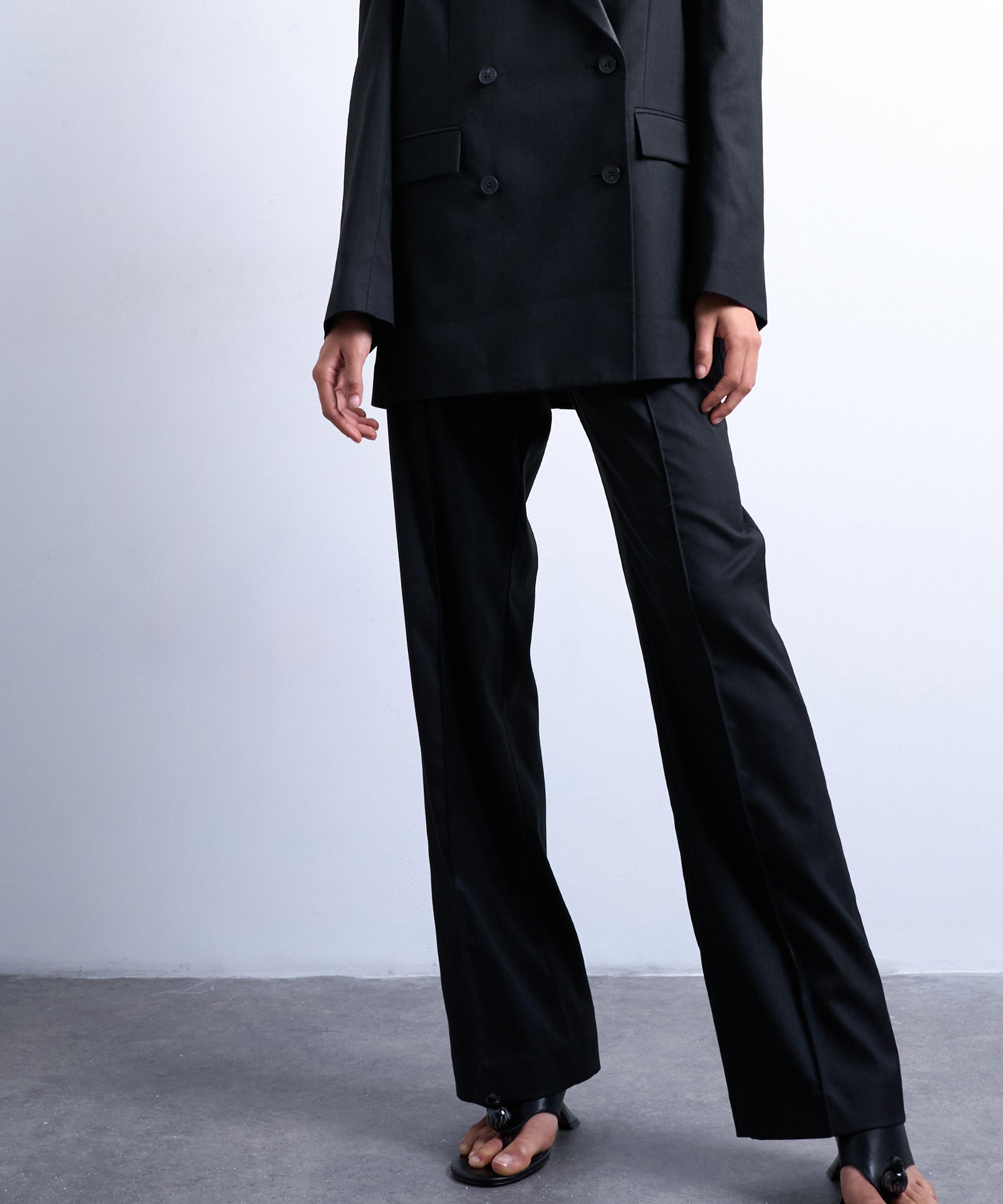 TOPSHOP - Black Slim Straight-Leg Mid-Rise Suit Trousers