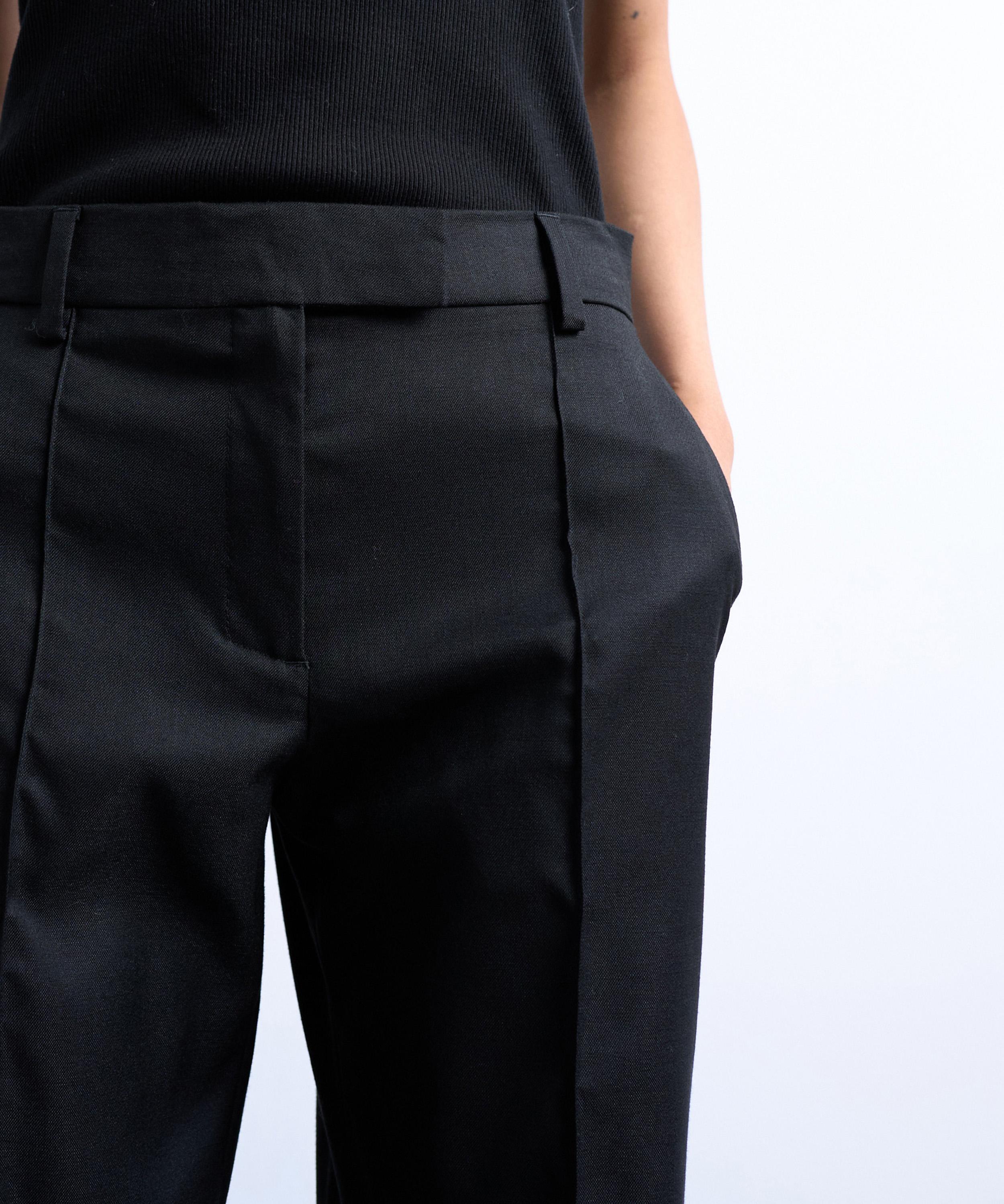 TOPSHOP - Black Slim Straight-Leg Mid-Rise Suit Trousers image number 2