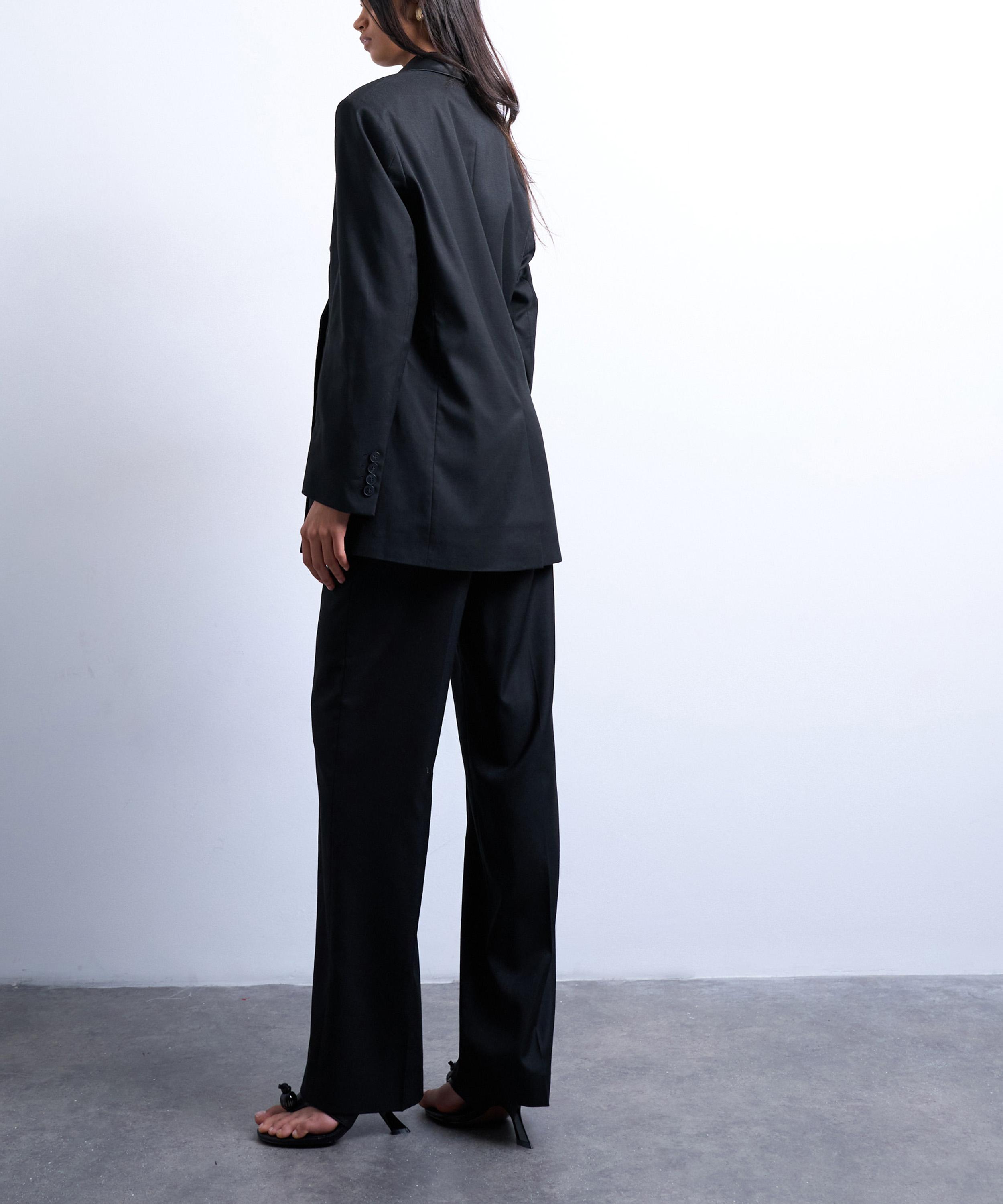 TOPSHOP - Black Slim Straight-Leg Mid-Rise Suit Trousers image number 4