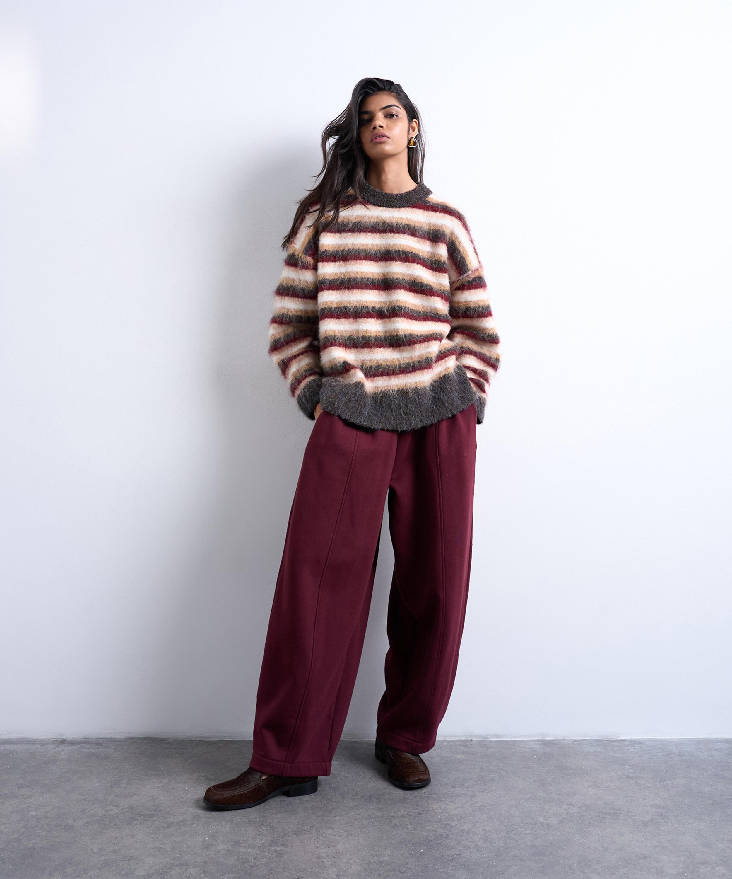 TOPSHOP - Knitted Fluffy Stripe Jumper image number 0