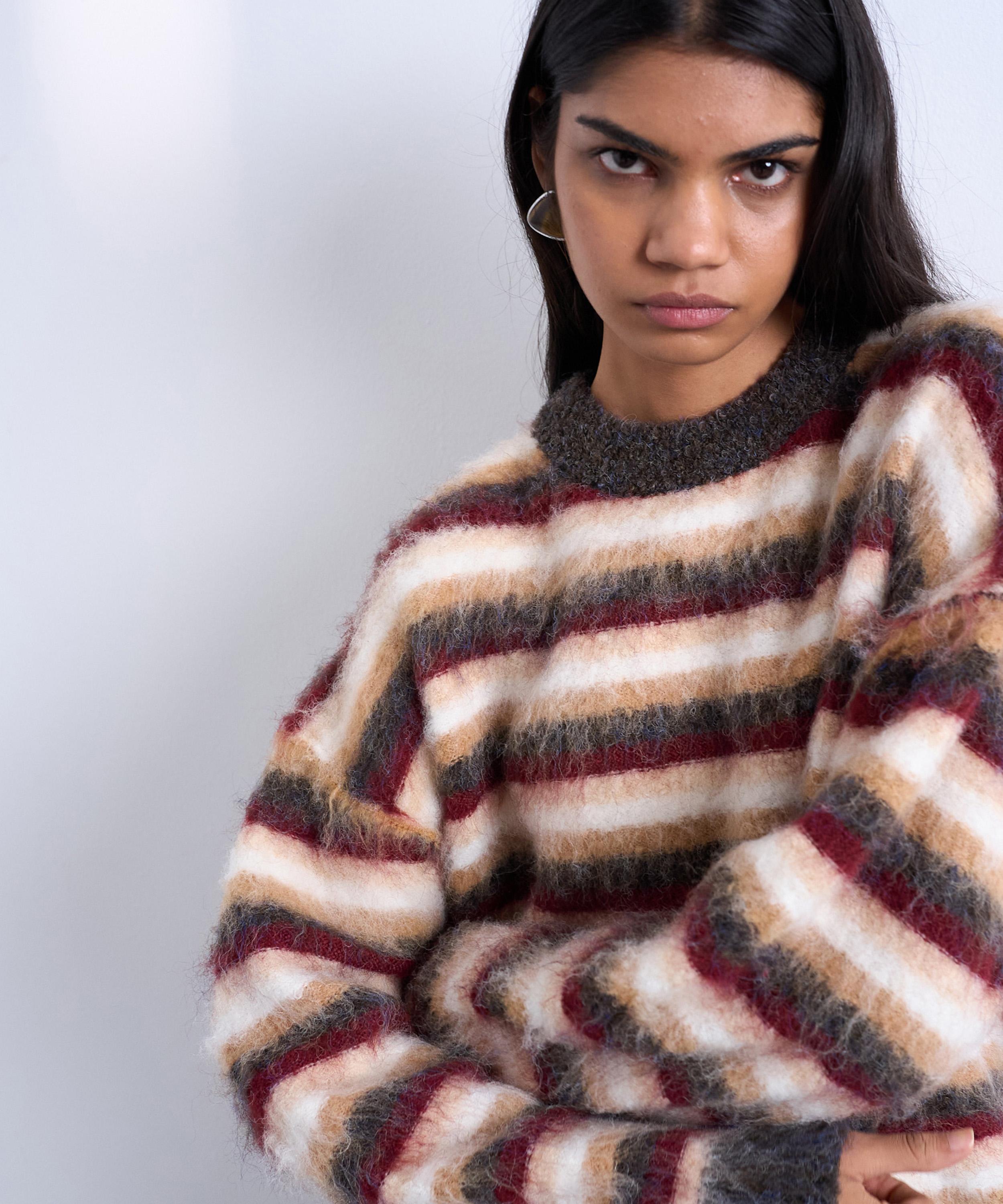 TOPSHOP - Knitted Fluffy Stripe Jumper image number 1