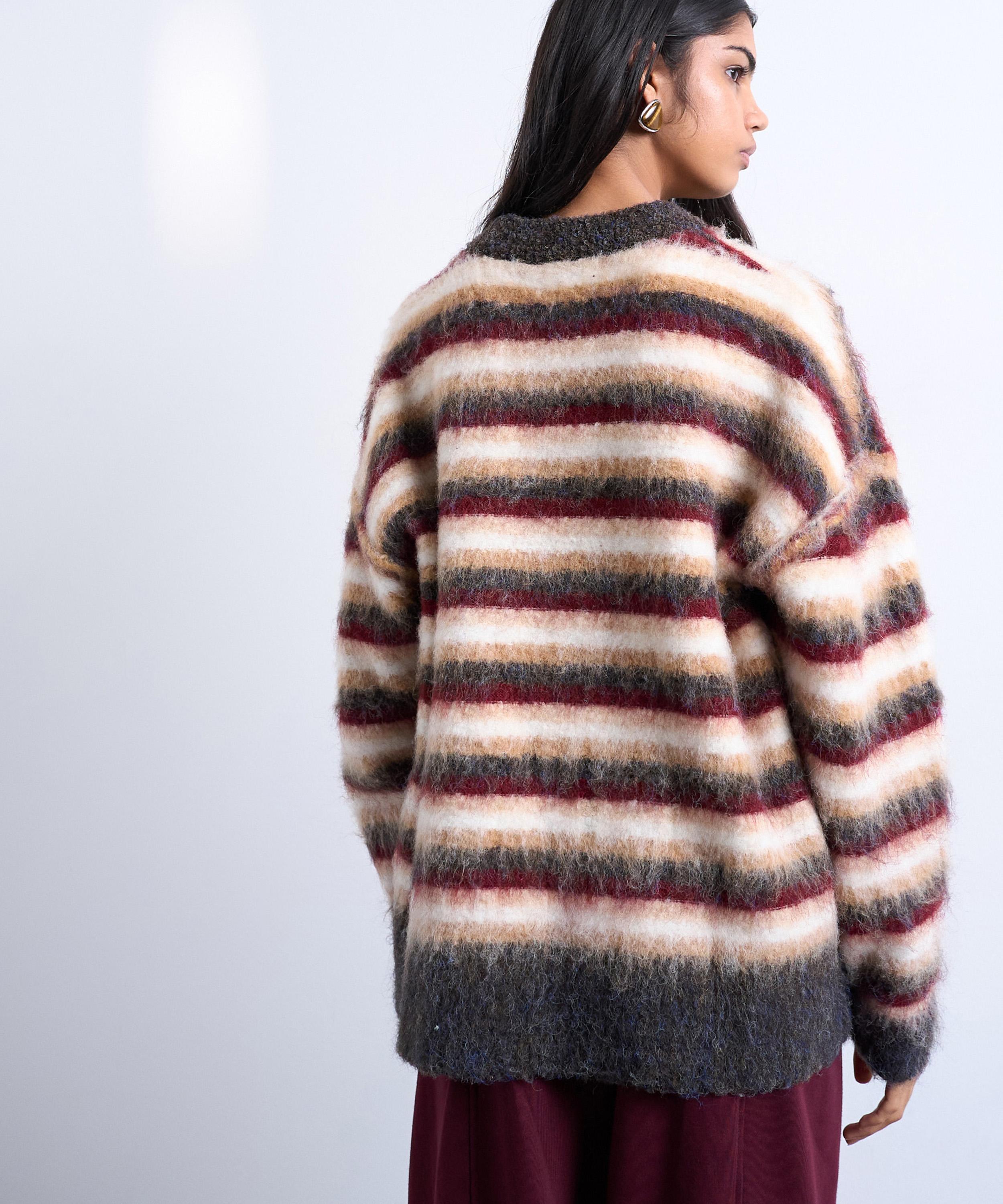TOPSHOP - Knitted Fluffy Stripe Jumper image number 3