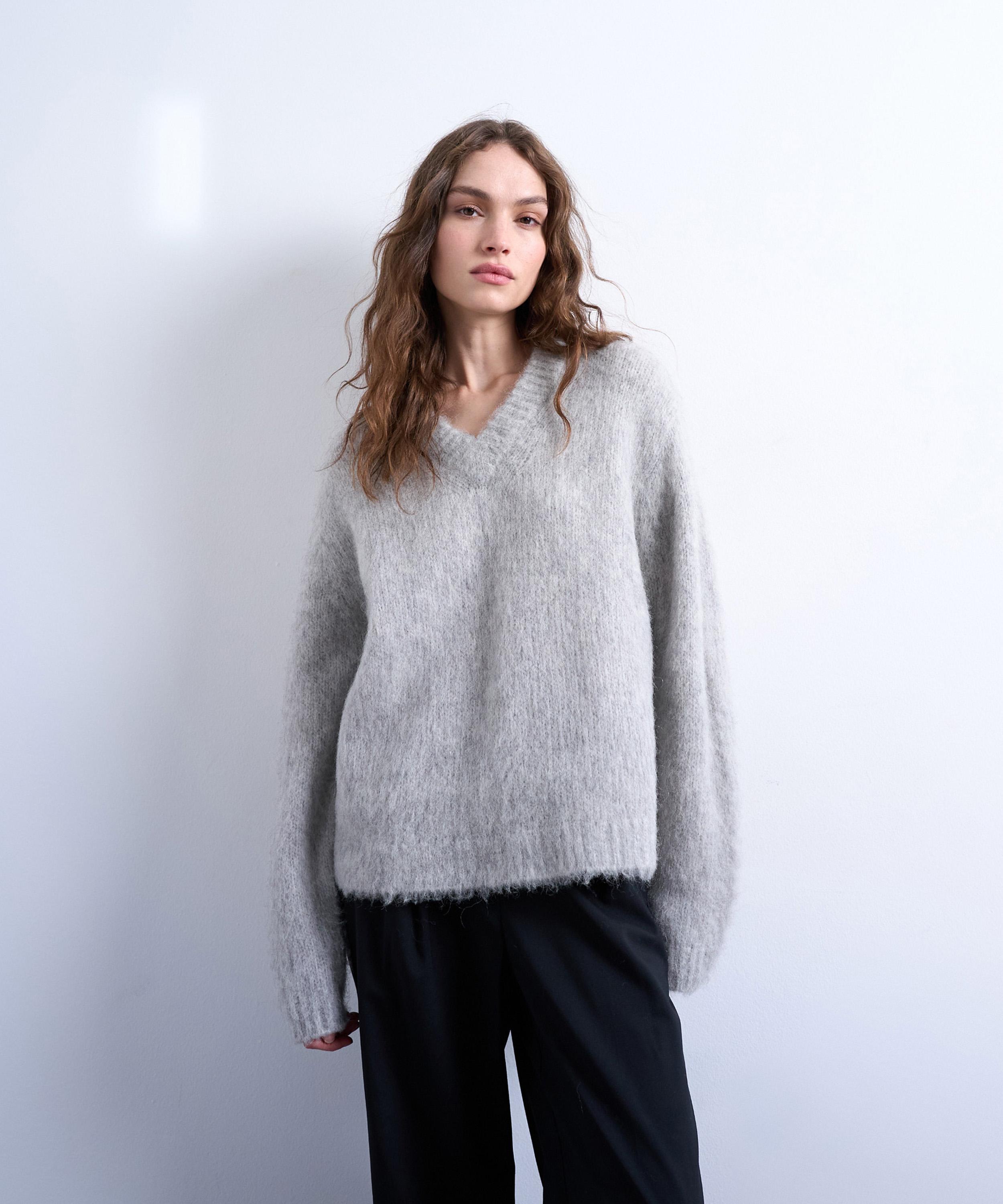 TOPSHOP - Grey Knitted Premium Alpaca Jumper