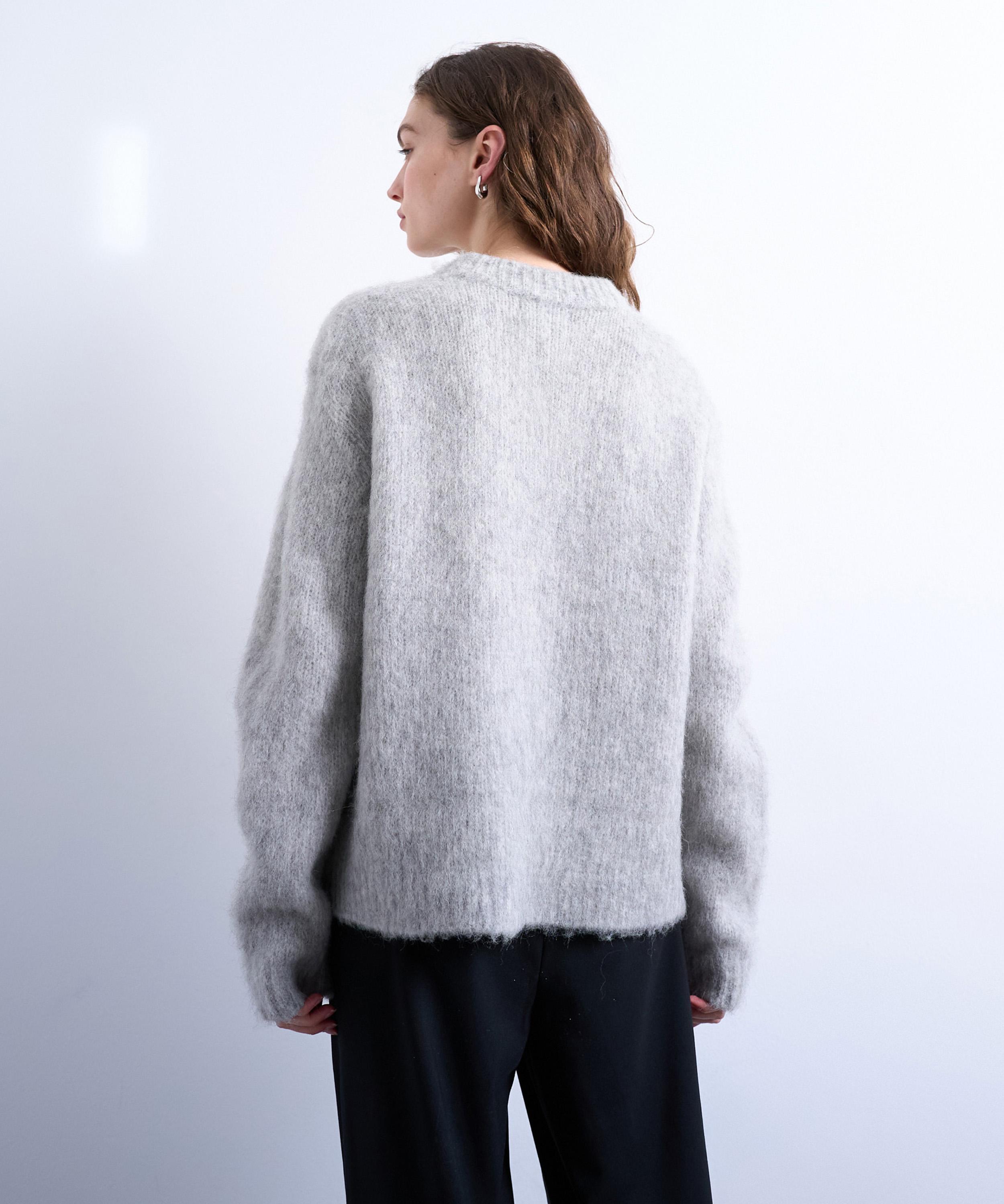TOPSHOP - Grey Knitted Premium Alpaca Jumper image number 3