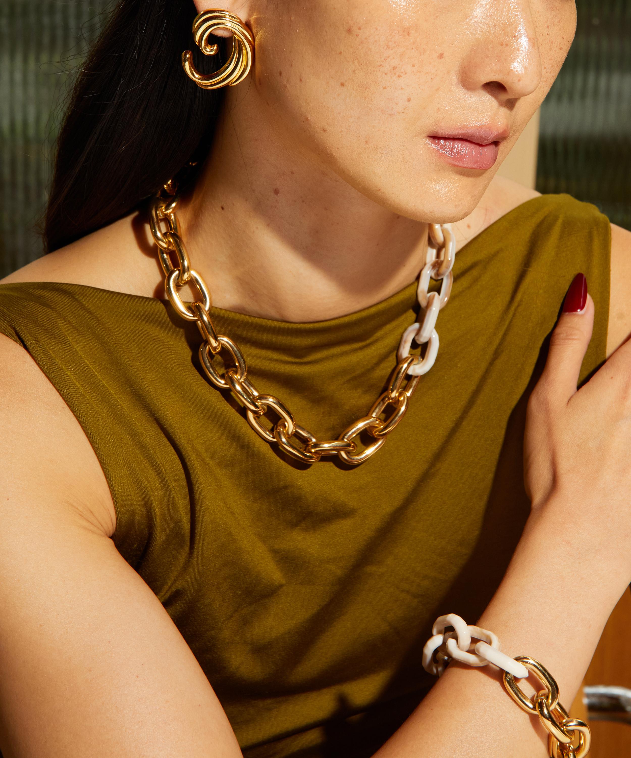 By Alona - 18ct Gold-Plated Astro Marbled Chain Bracelet image number 1