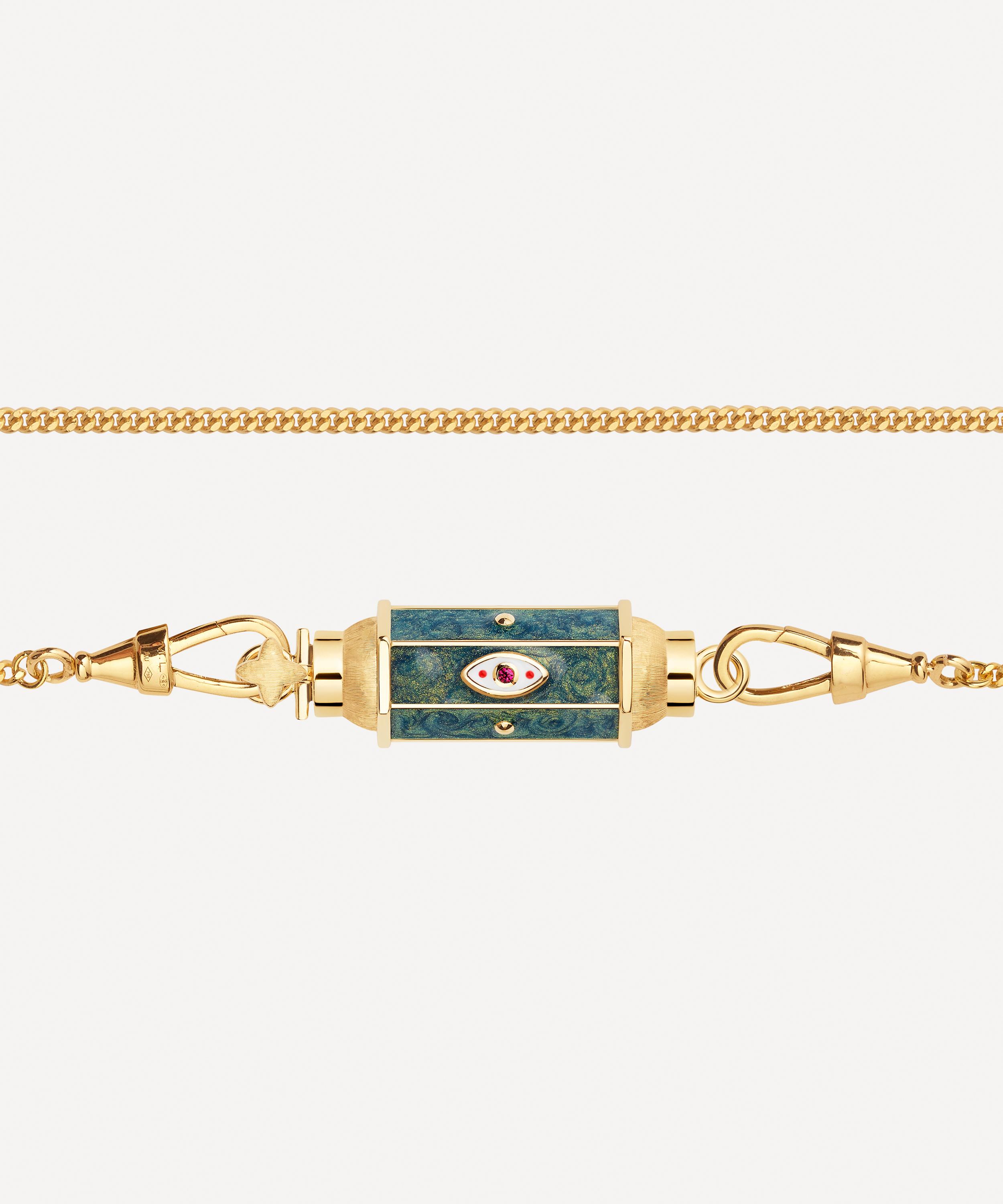 Marie Lichtenberg - 18ct Gold Evil Eye Green Baby Locket Necklace image number 2