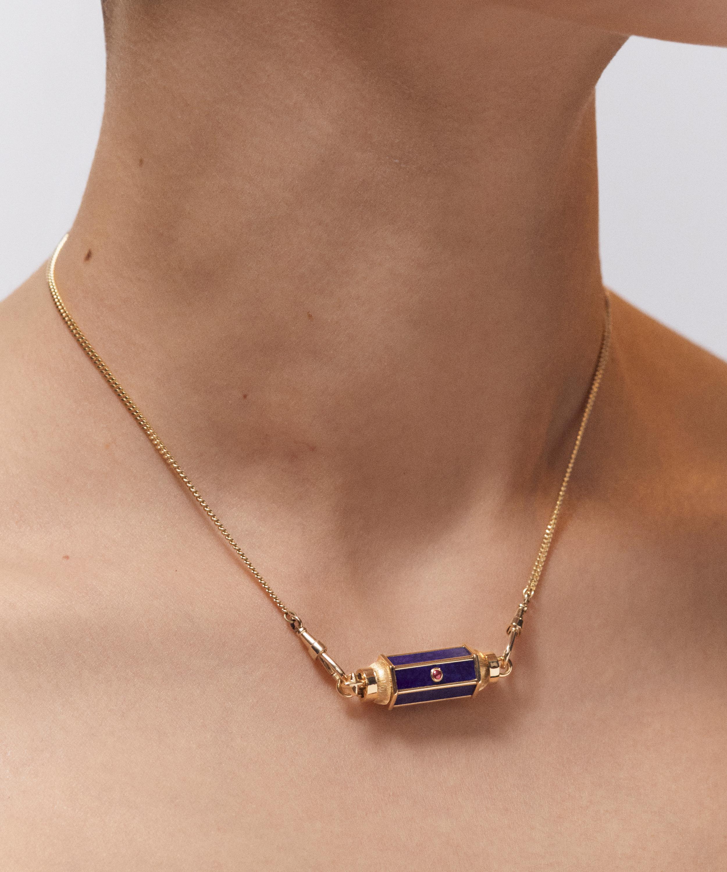 Marie Lichtenberg - 18ct Gold Lapis Baby Locket Necklace image number 1