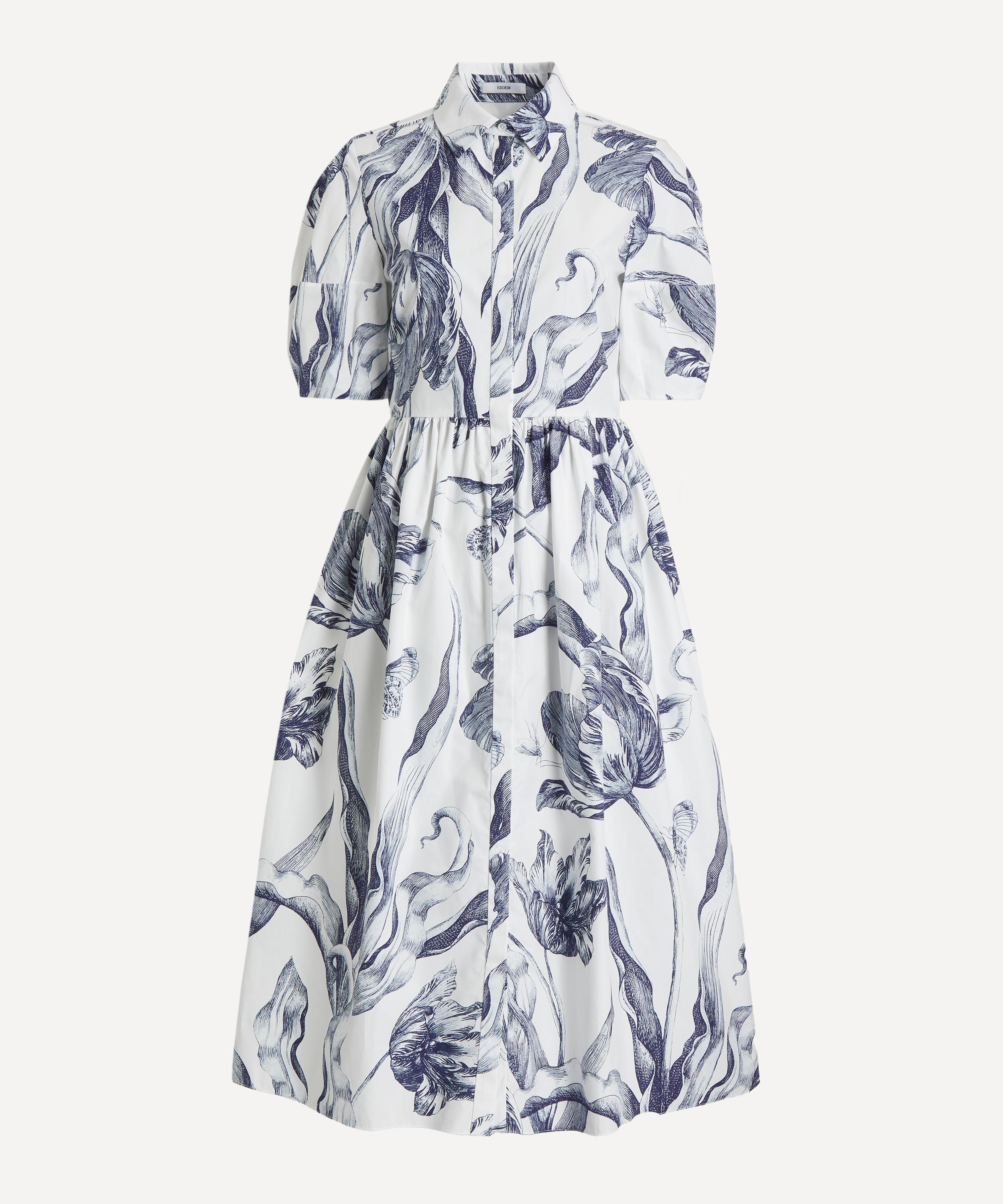 Erdem - Floral Print Short-Sleeve Shirt Dress