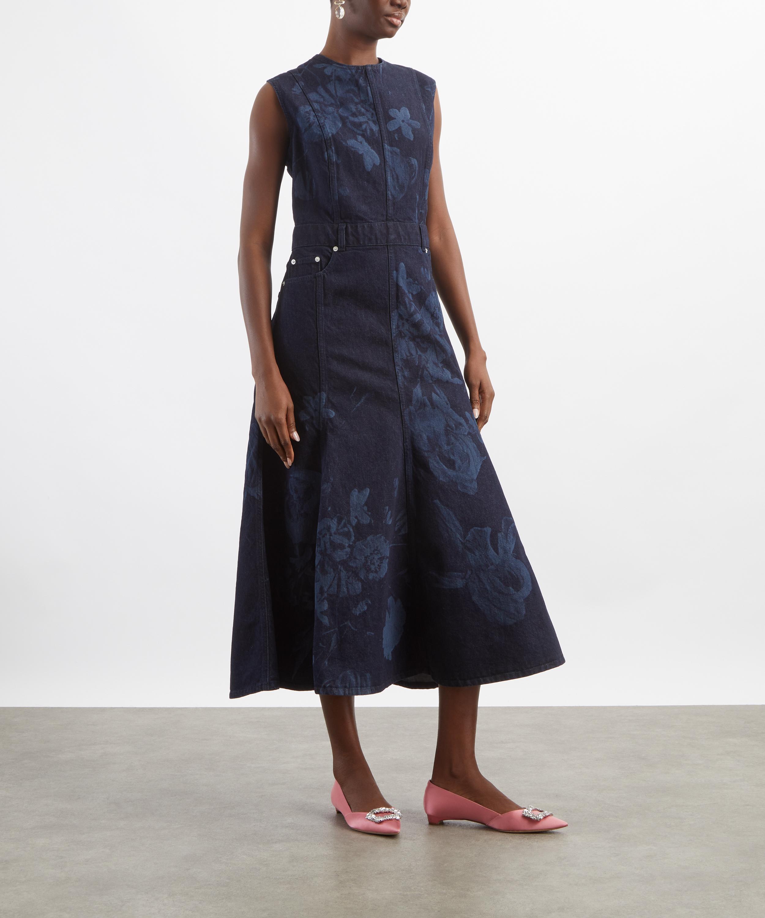 Erdem - Printed Denim Sleeveless Dress image number 2