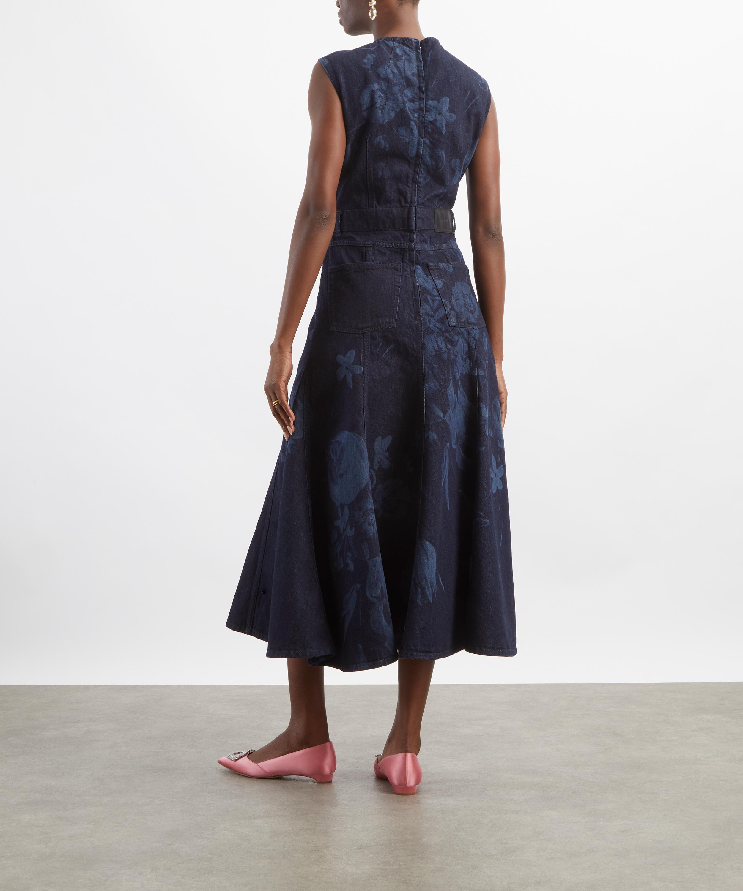 Erdem - Printed Denim Sleeveless Dress image number 3
