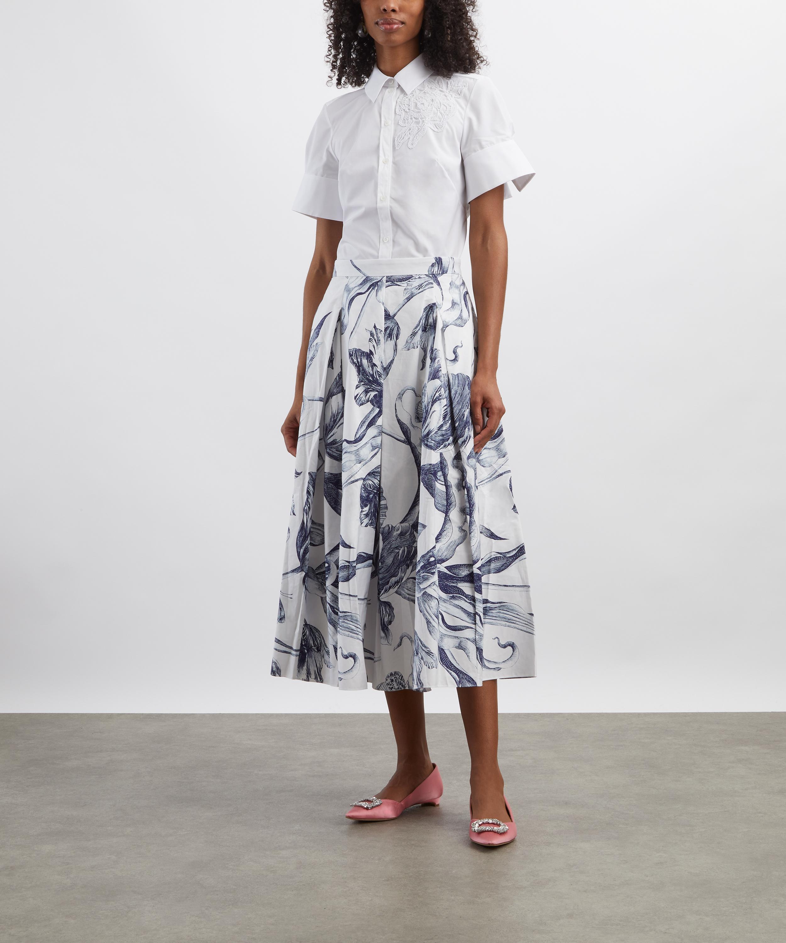 Erdem - Floral Print Pleated Midi Skirt image number 1