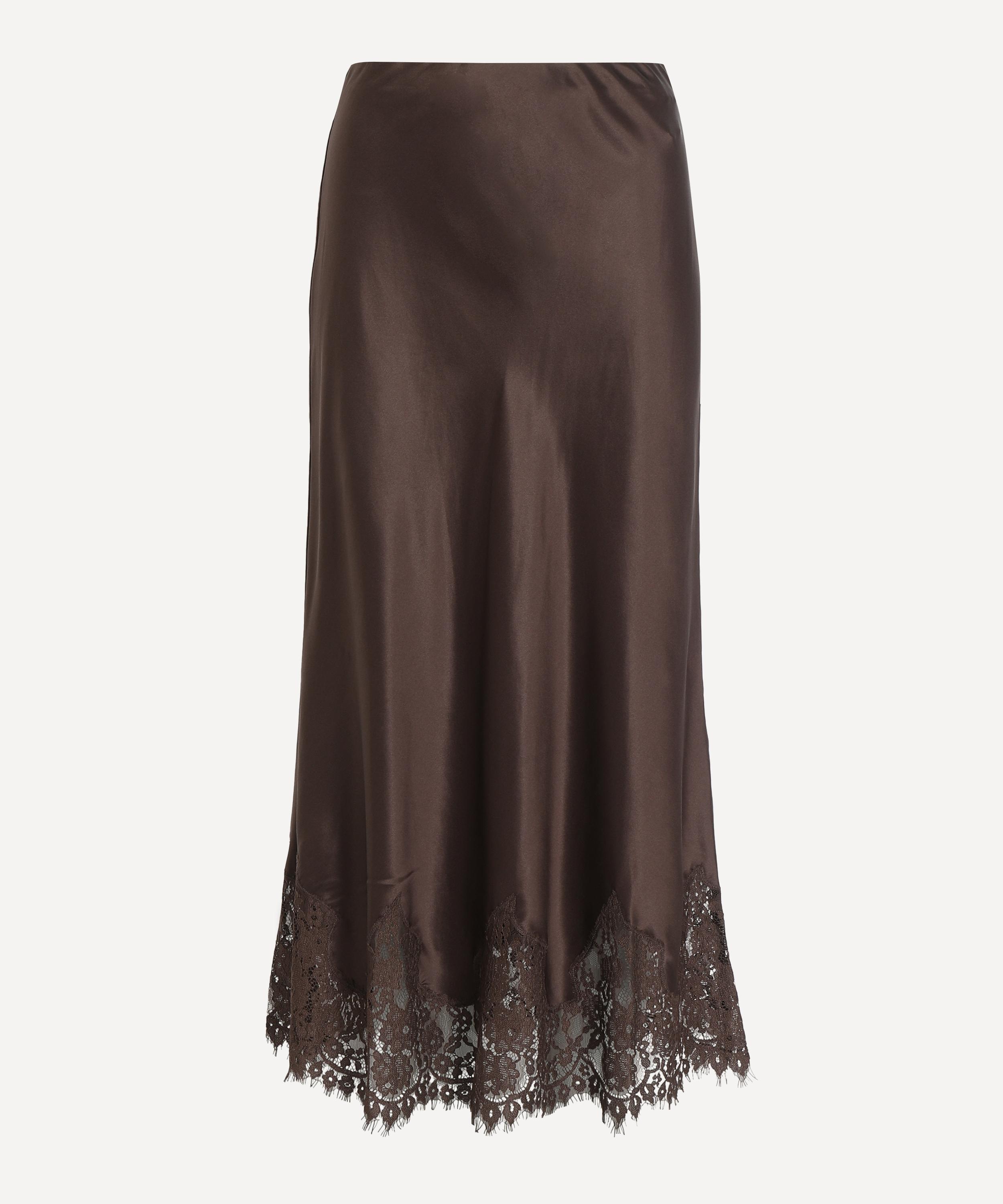 Reformation - Carolina Black Bean Silk Lace Skirt