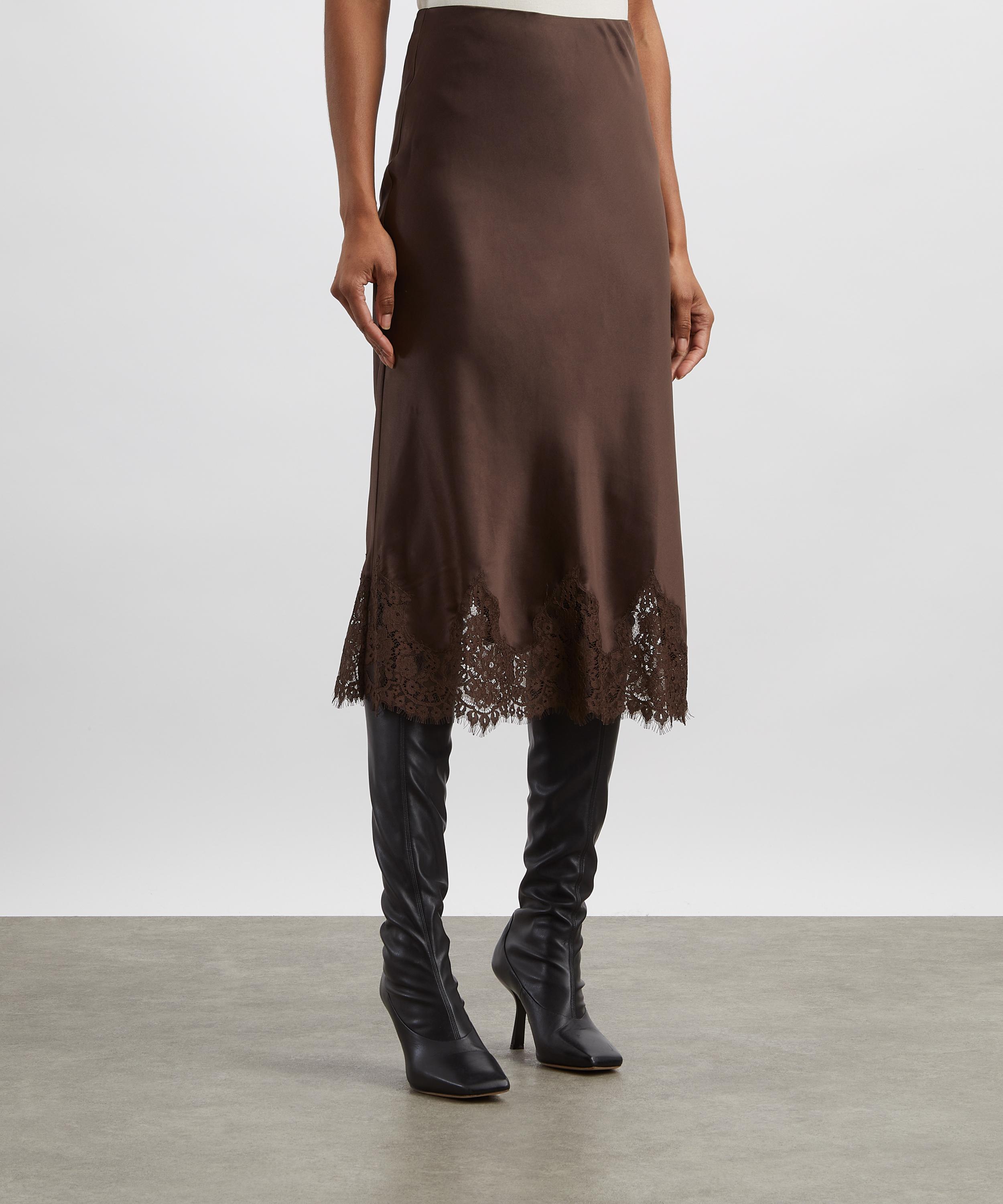 Reformation - Carolina Black Bean Silk Lace Skirt image number 2