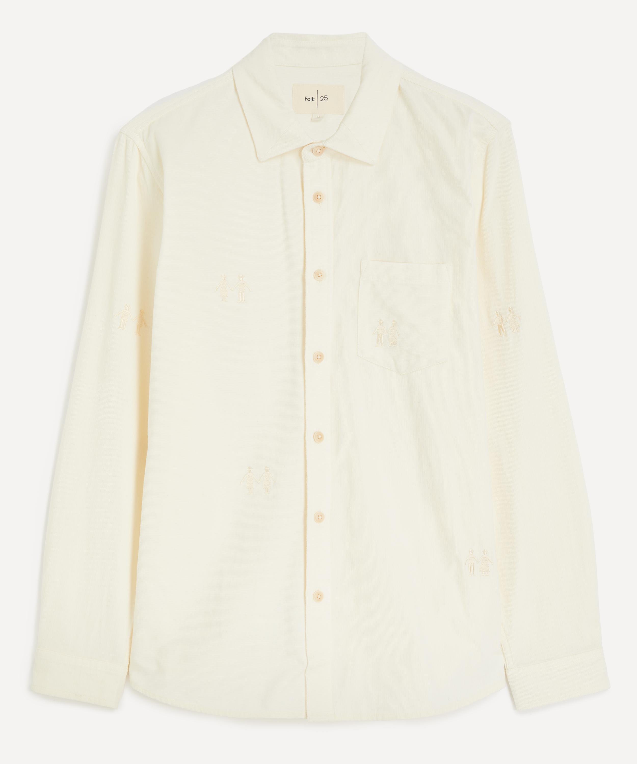 Folk - Ecru Embroidery Direction Babycord Shirt