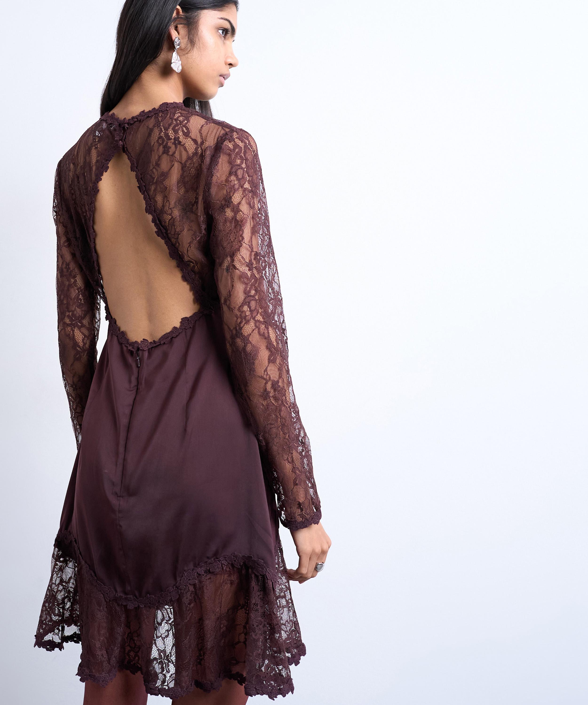 TOPSHOP - Lace Sleeve Flippy Hem Mini Dress image number 3