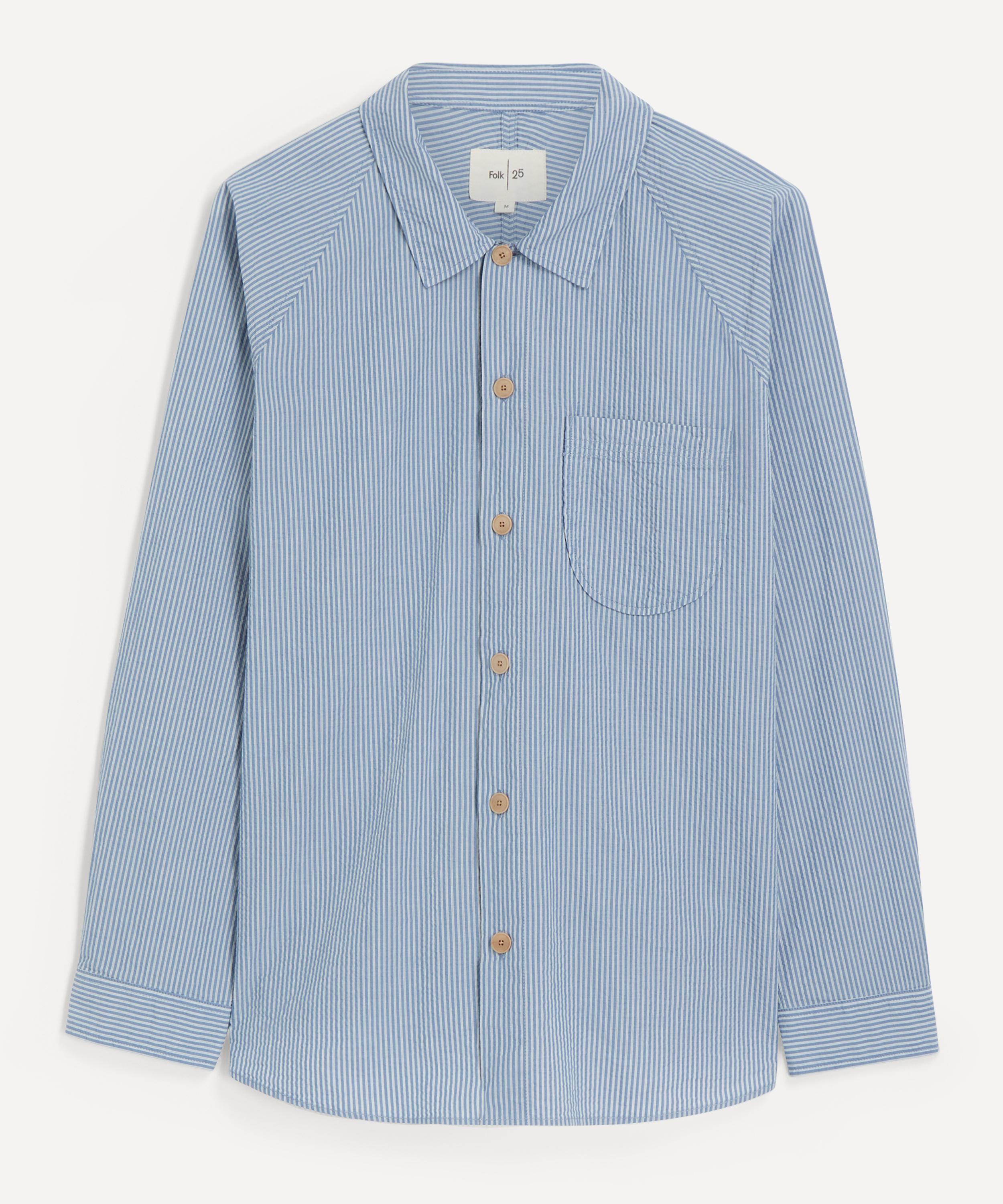 Folk - Blue Crinkle Stripe Raglan Shirt