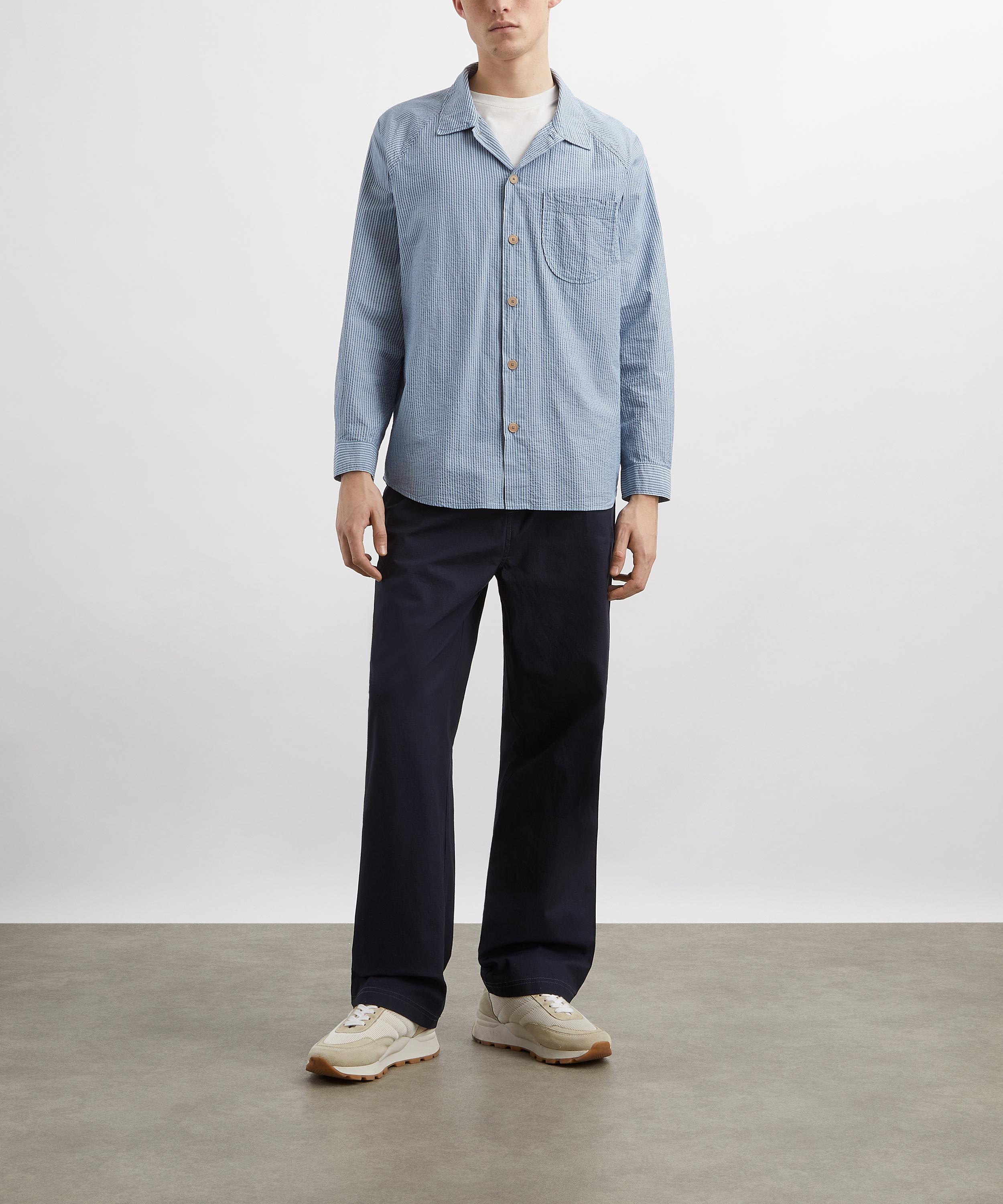 Folk - Blue Crinkle Stripe Raglan Shirt image number 1