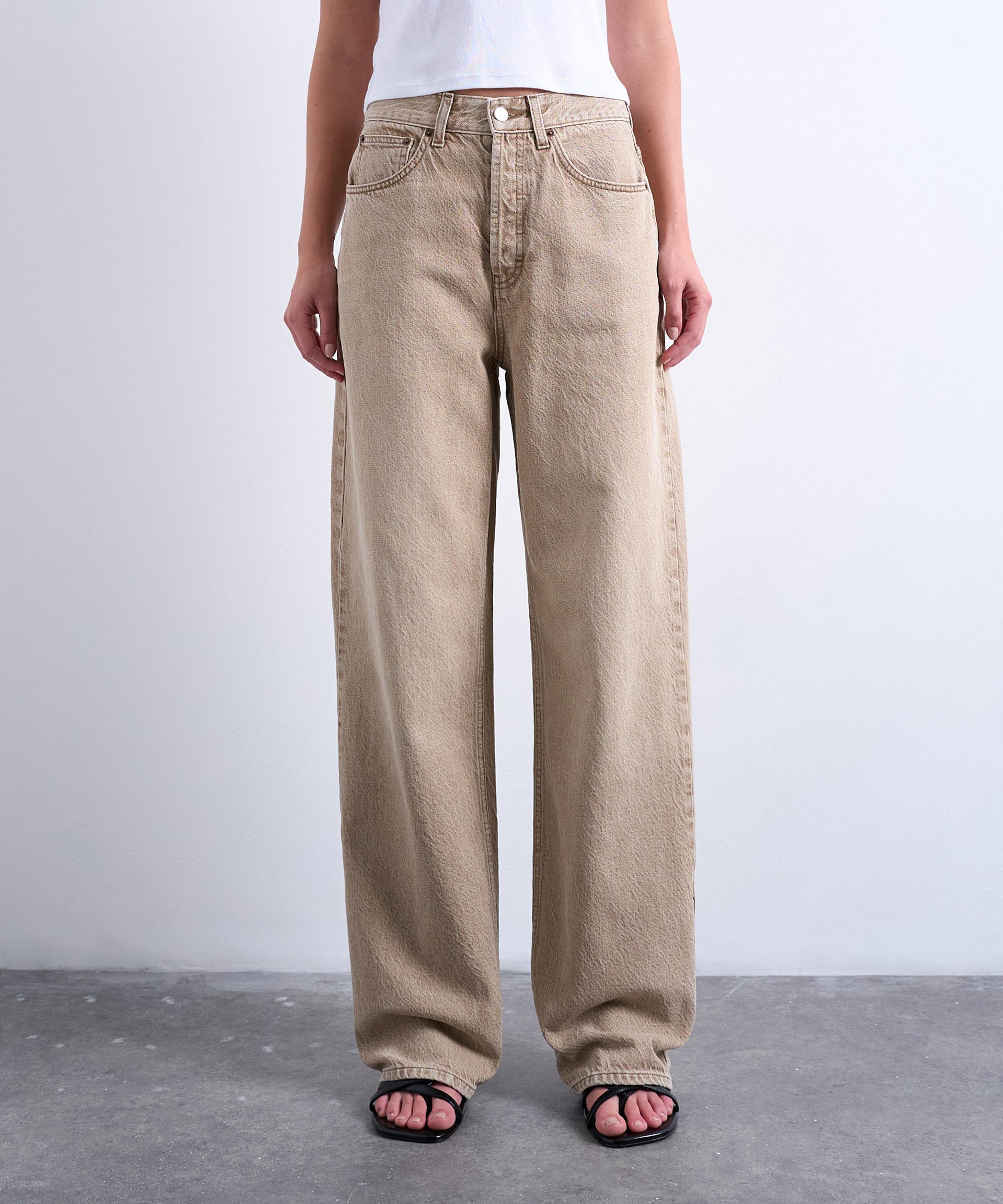 TOPSHOP - Washed Beige Column Mid Rise Jeans image number 2