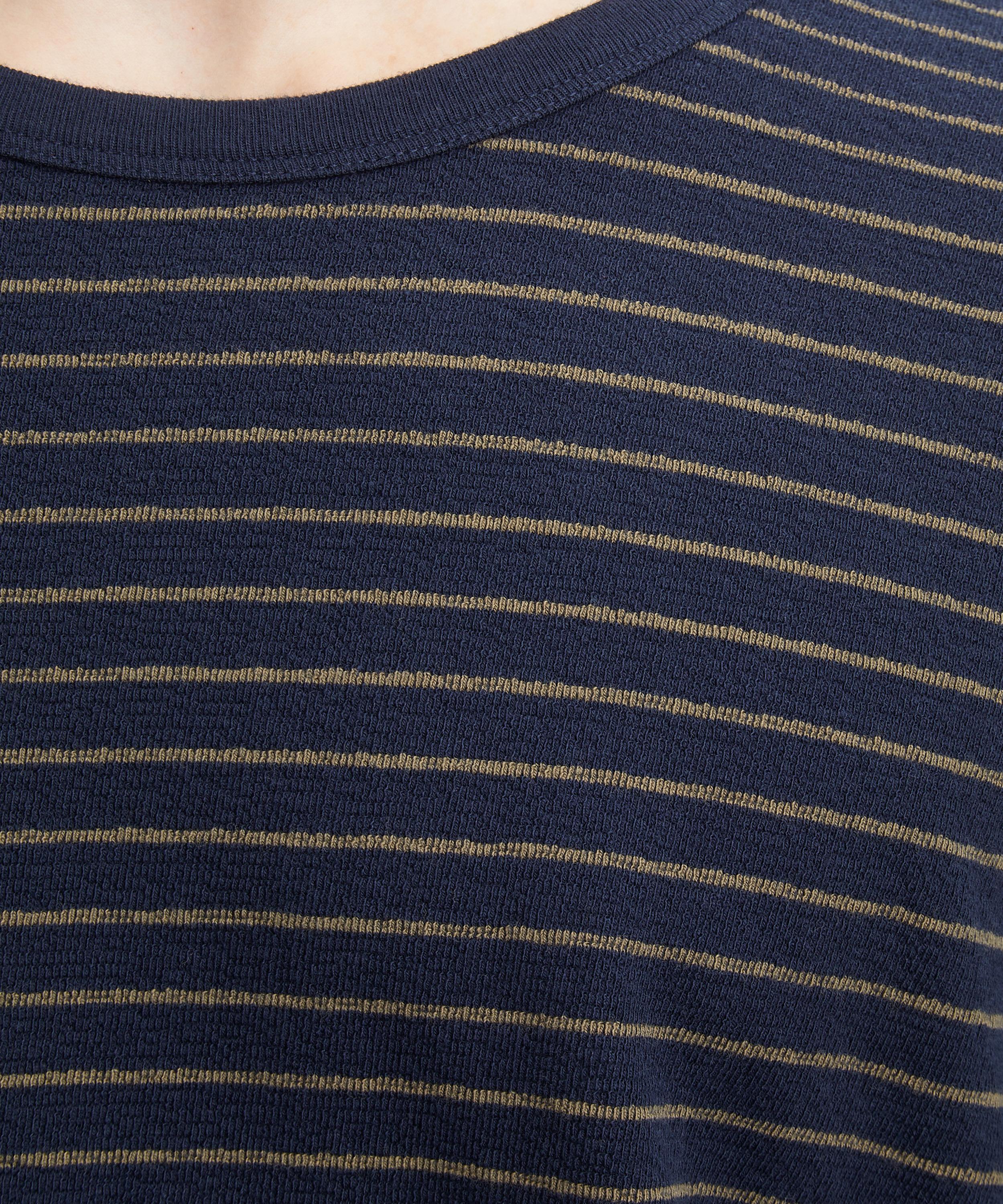 Folk - Navy-Olive Textured Striped T-Shirt image number 4