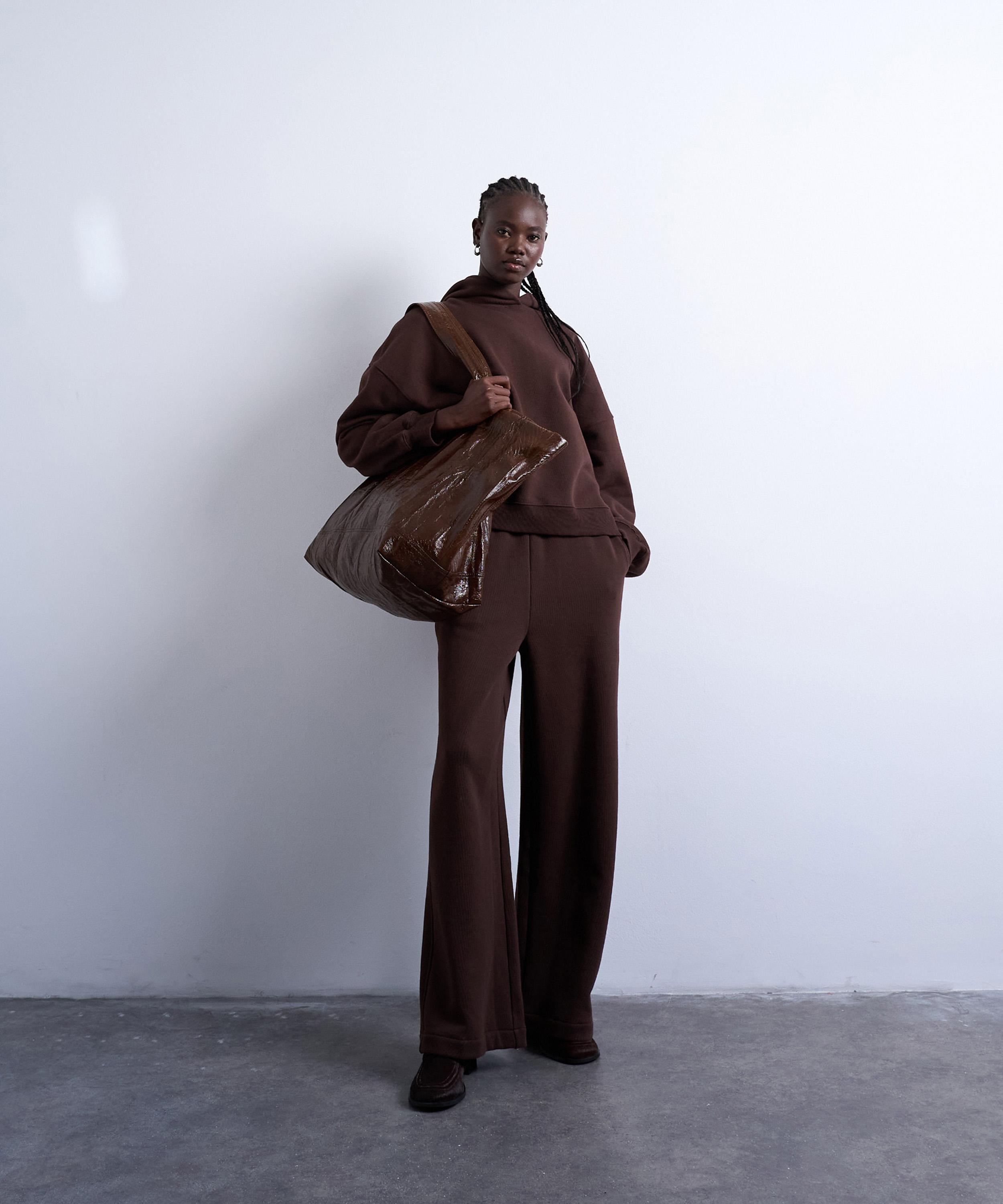 TOPSHOP - Chocolate Brown Premium Heavyweight Oversized Hoodie image number 1