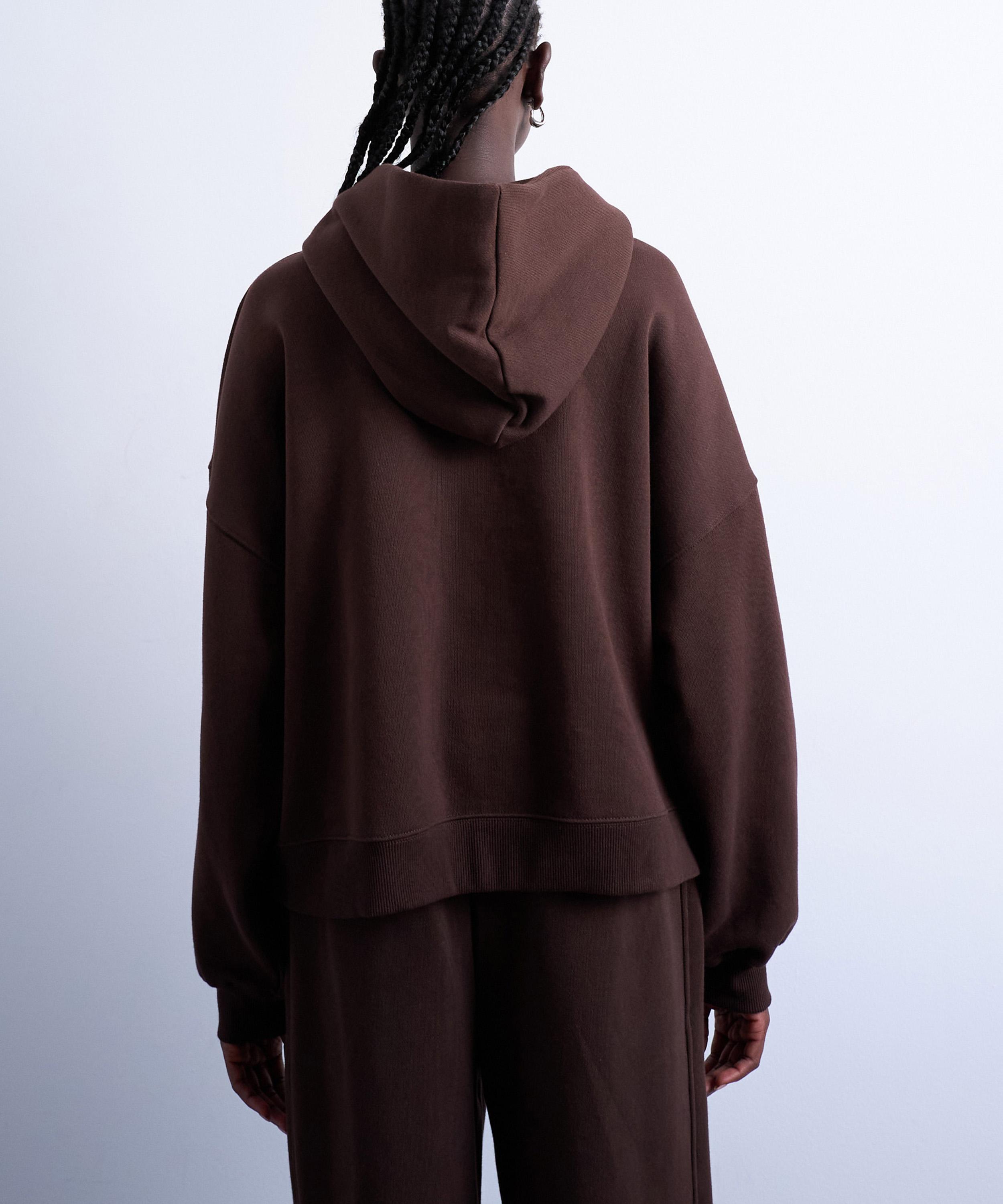 TOPSHOP - Chocolate Brown Premium Heavyweight Oversized Hoodie image number 3