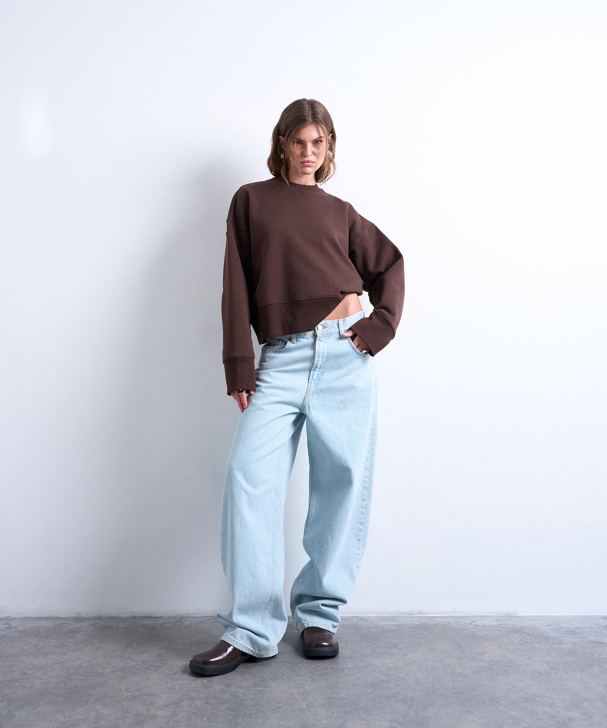 TOPSHOP - Chocolate Brown Premium Heavyweight Oversized Jumper image number 1