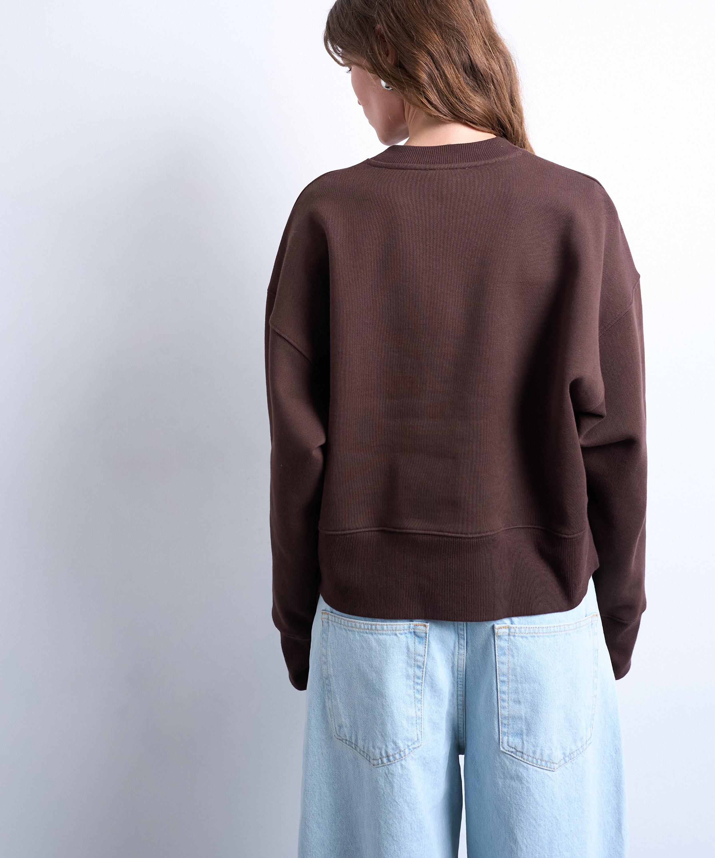 TOPSHOP - Chocolate Brown Premium Heavyweight Oversized Jumper image number 3