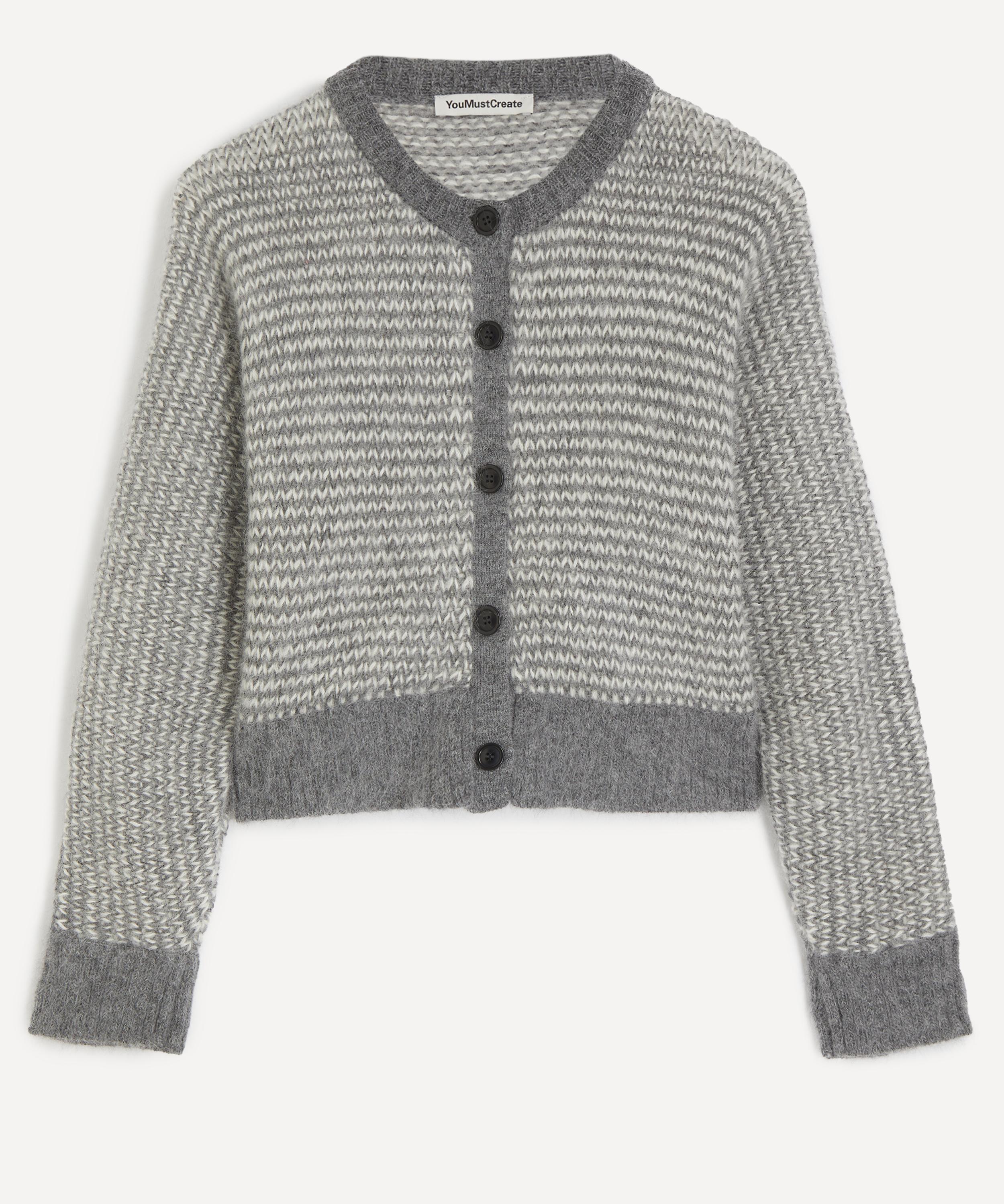 YMC - Foxtail Grey Stripe Merino Wool Cardigan