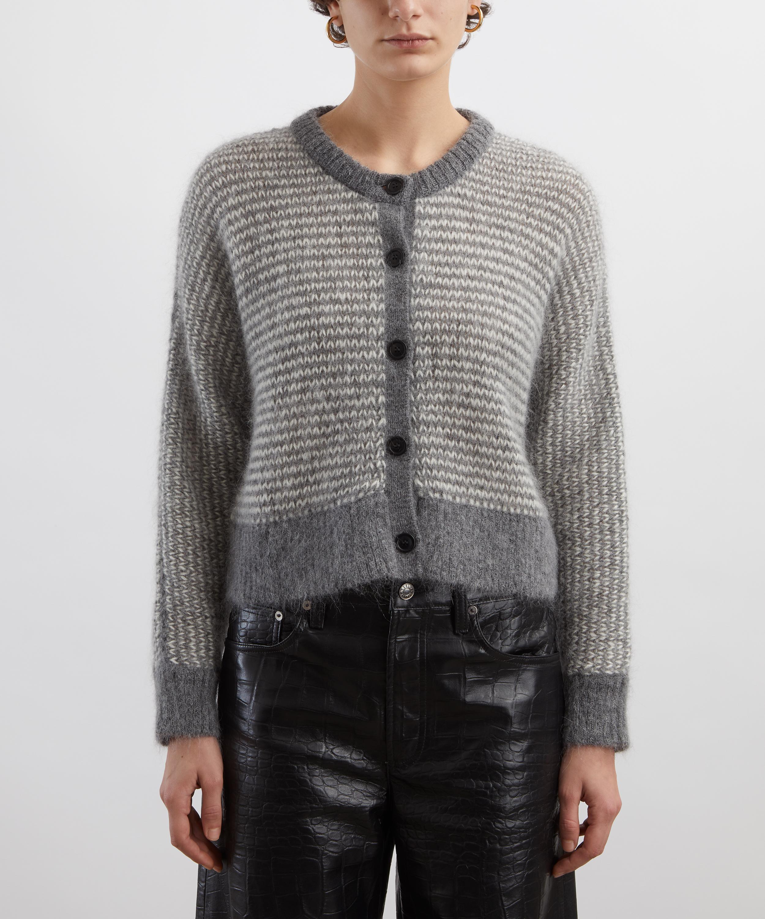 YMC - Foxtail Grey Stripe Merino Wool Cardigan image number 2