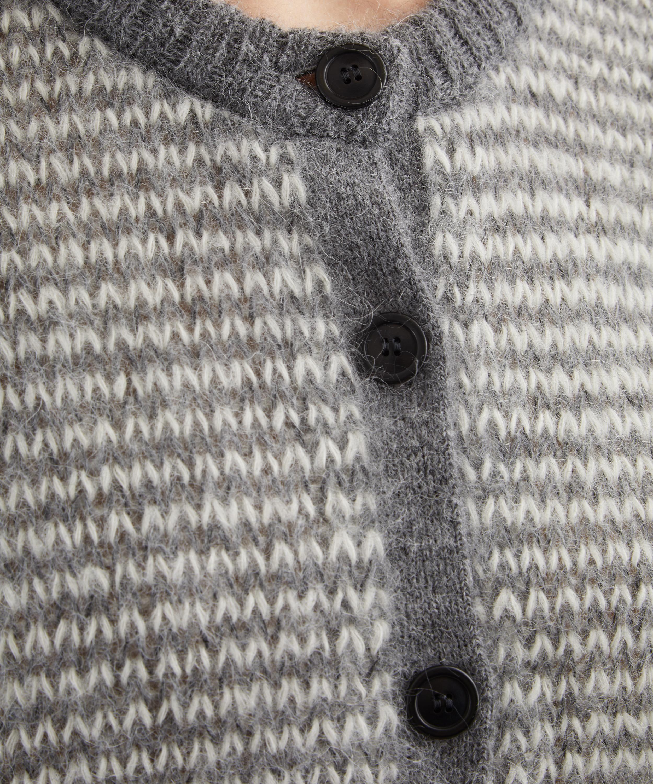 YMC - Foxtail Grey Stripe Merino Wool Cardigan image number 4