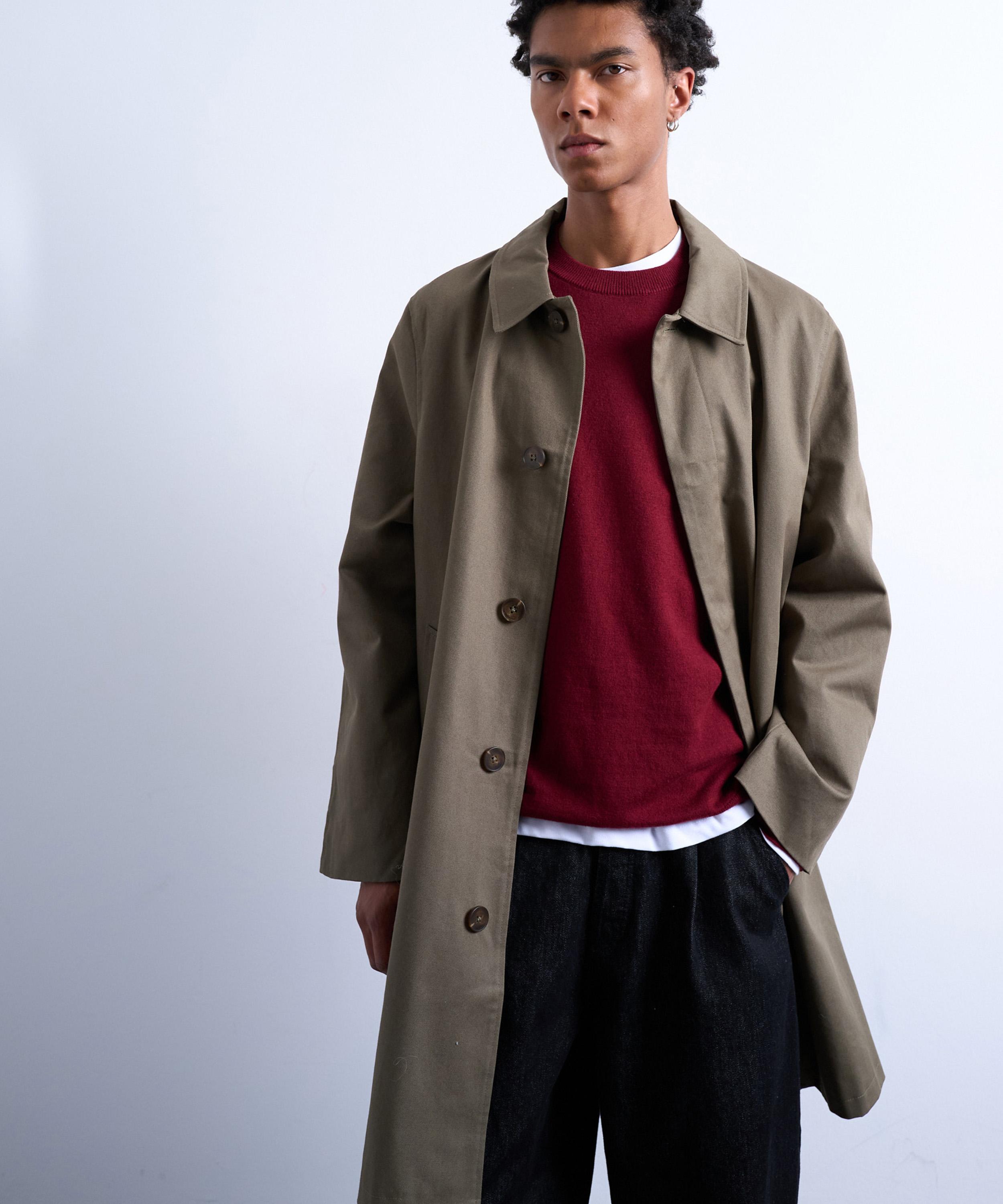 TOPMAN - Khaki Cotton Mac Coat image number 1