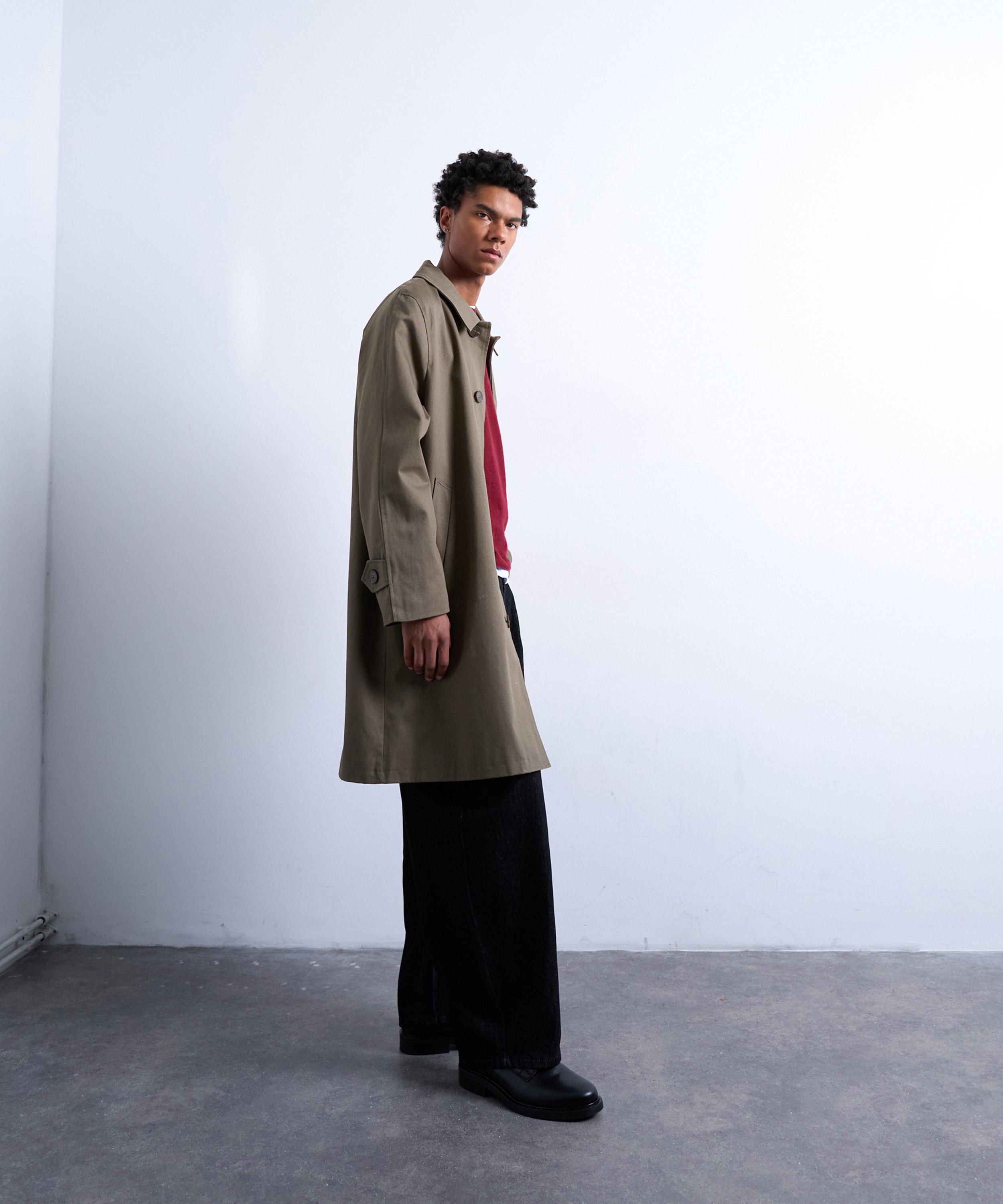 TOPMAN - Khaki Cotton Mac Coat image number 2