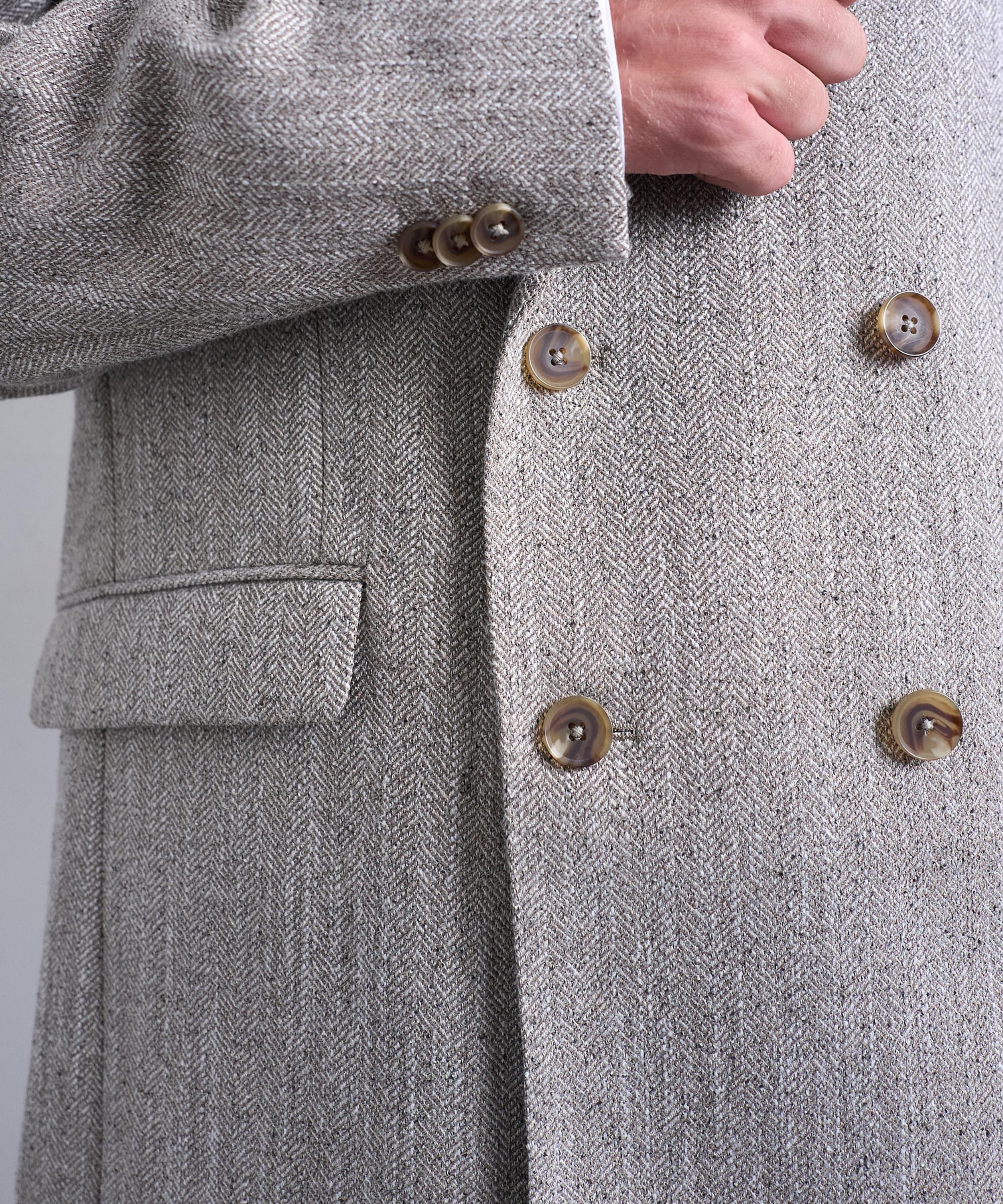 TOPMAN - Stone Double Breasted Herringbone Blazer image number 2