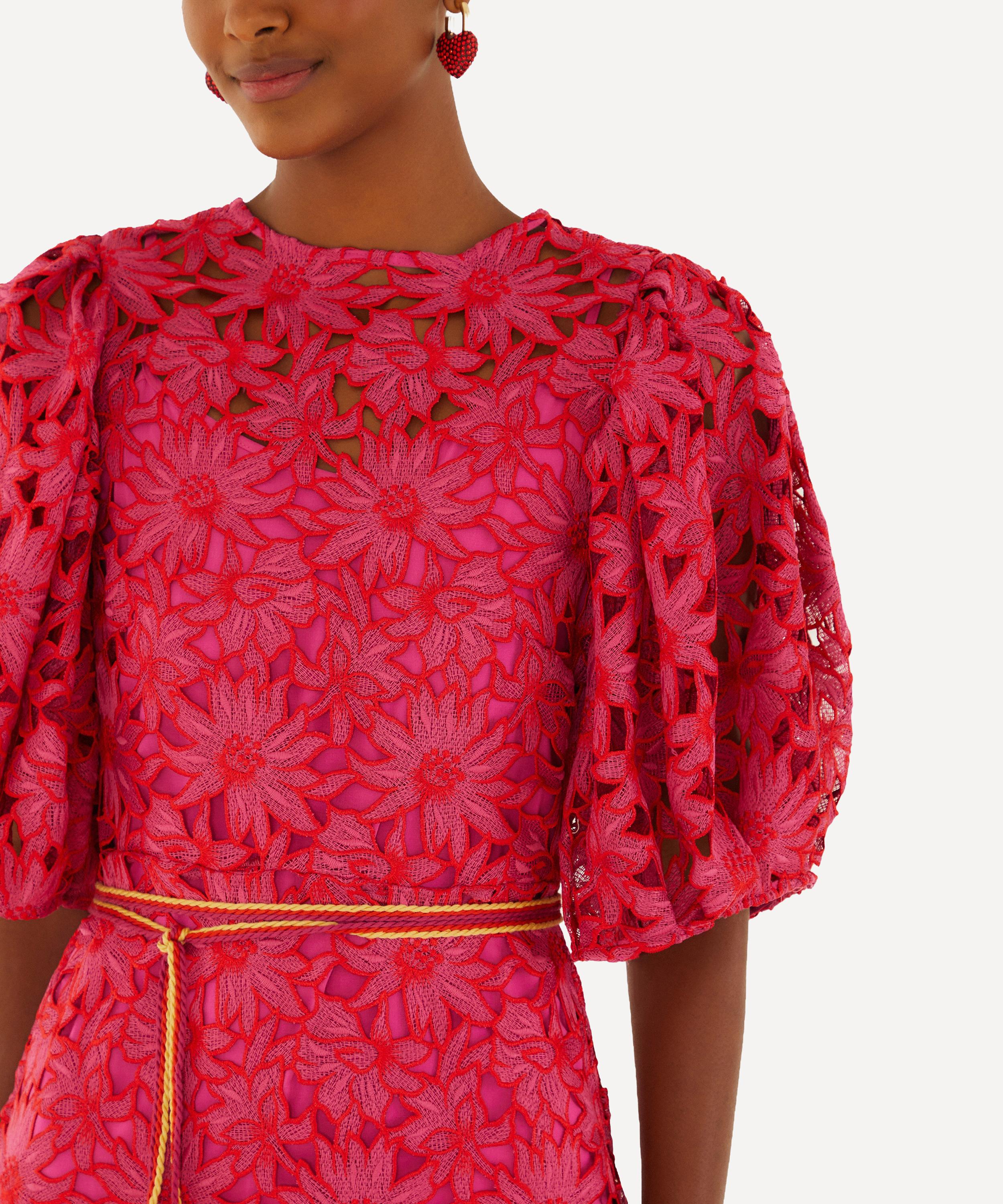 FARM Rio - Pink Flowered Lace Mini Dress image number 2