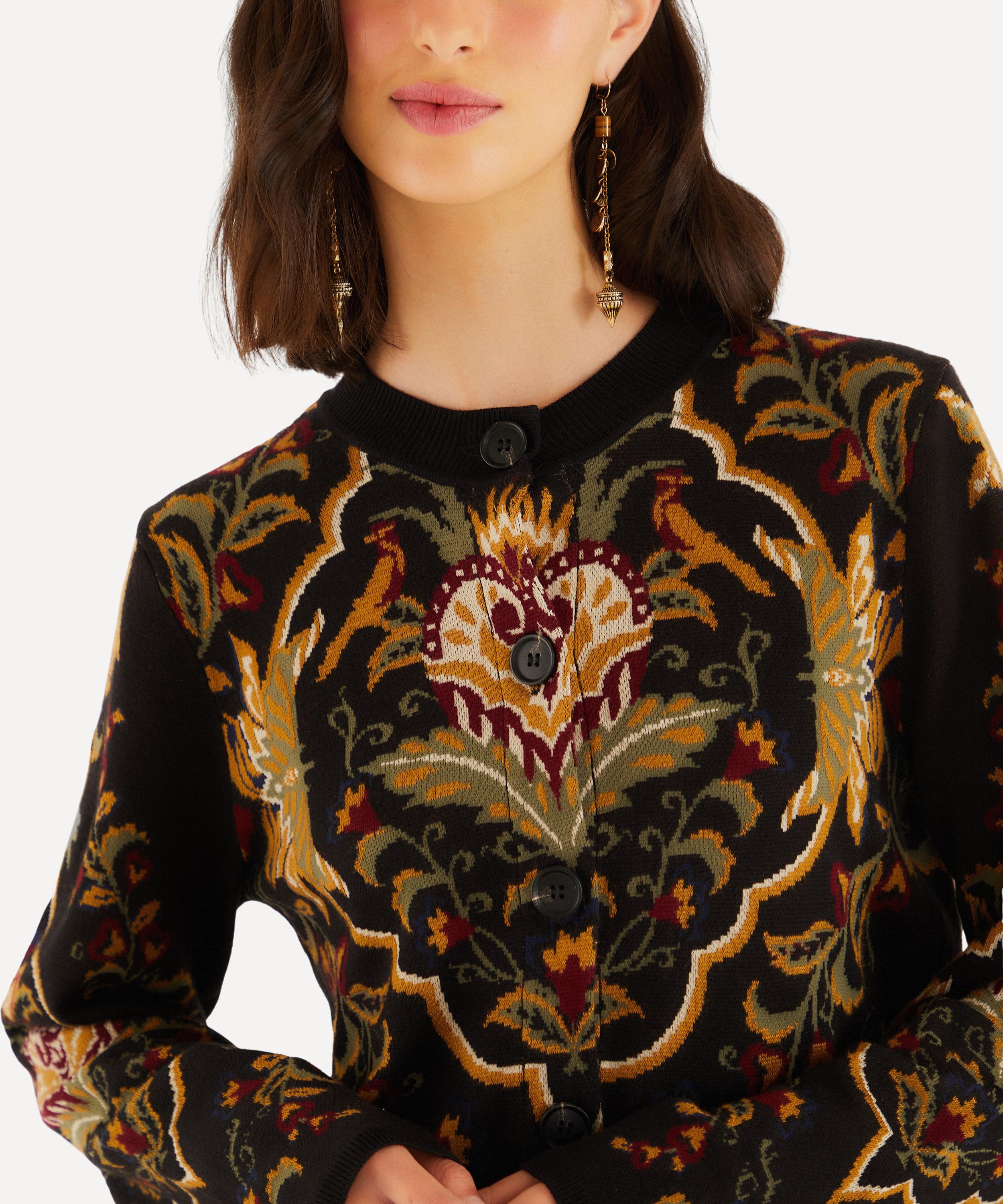 FARM Rio - Black Majestic Hearts Knit Cardigan image number 2