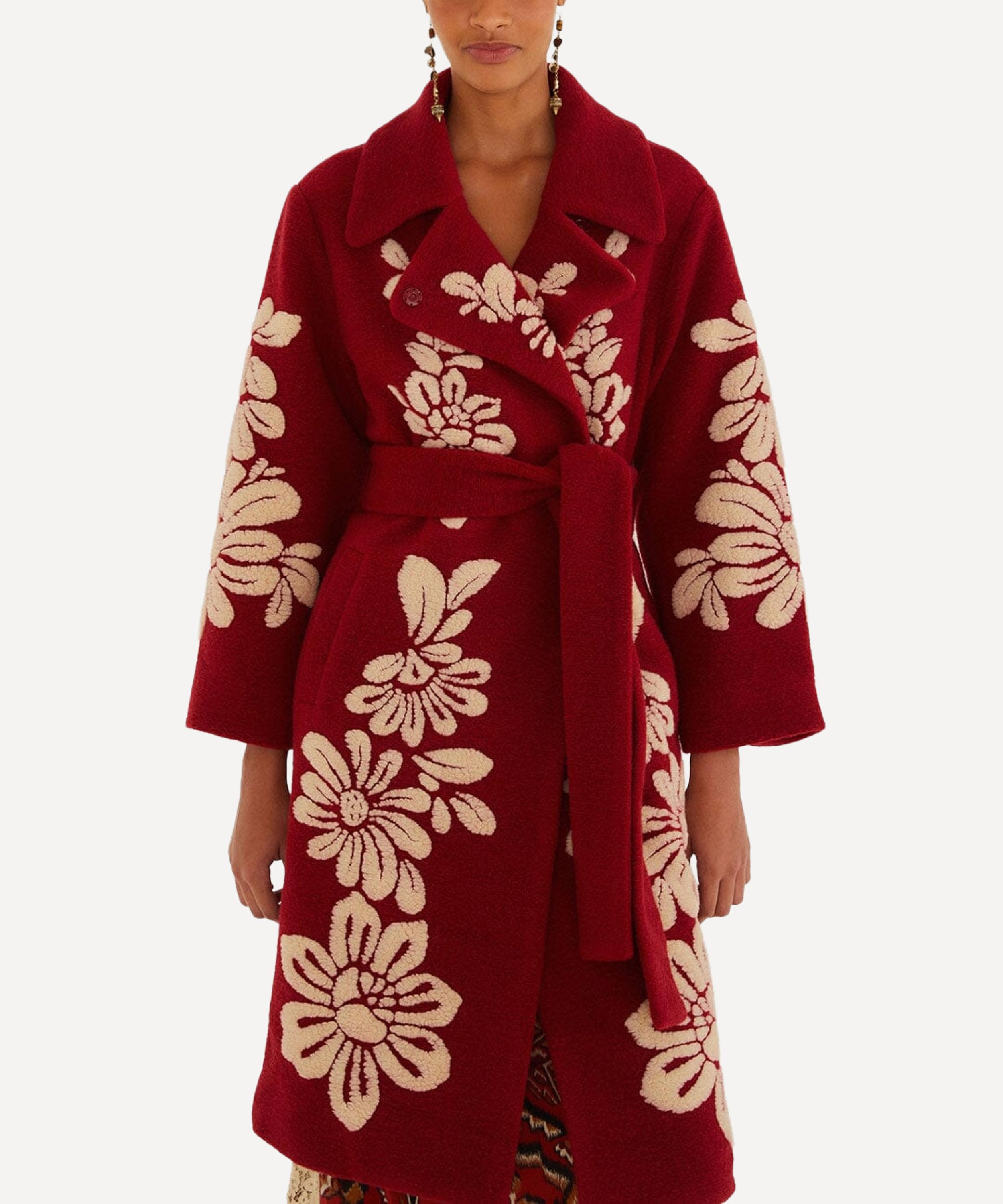 FARM Rio - Burgundy Bold Flowers Fleece Coat image number 2