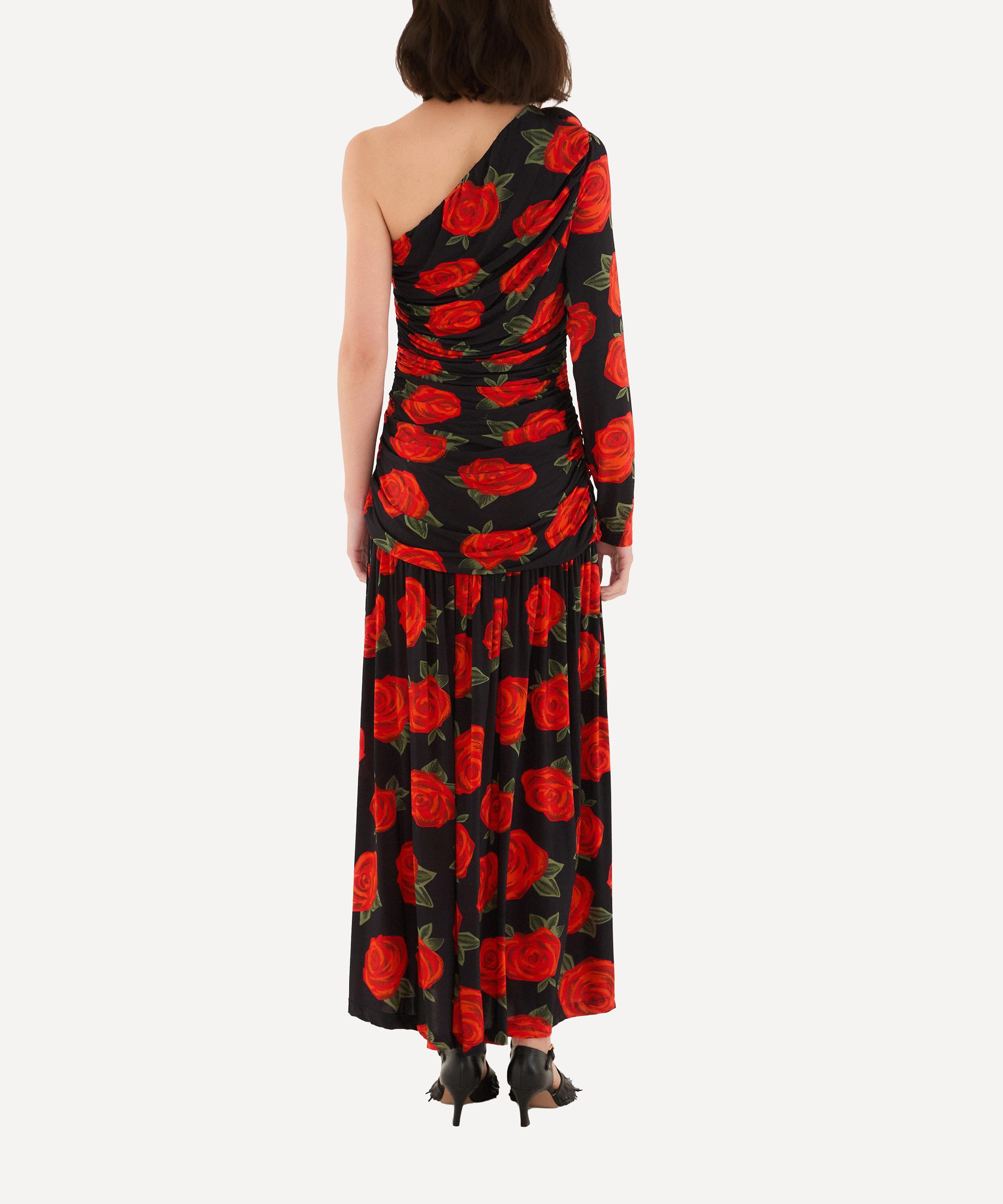 FARM Rio - Black Latin Roses Single-Shoulder Midi Dress image number 1