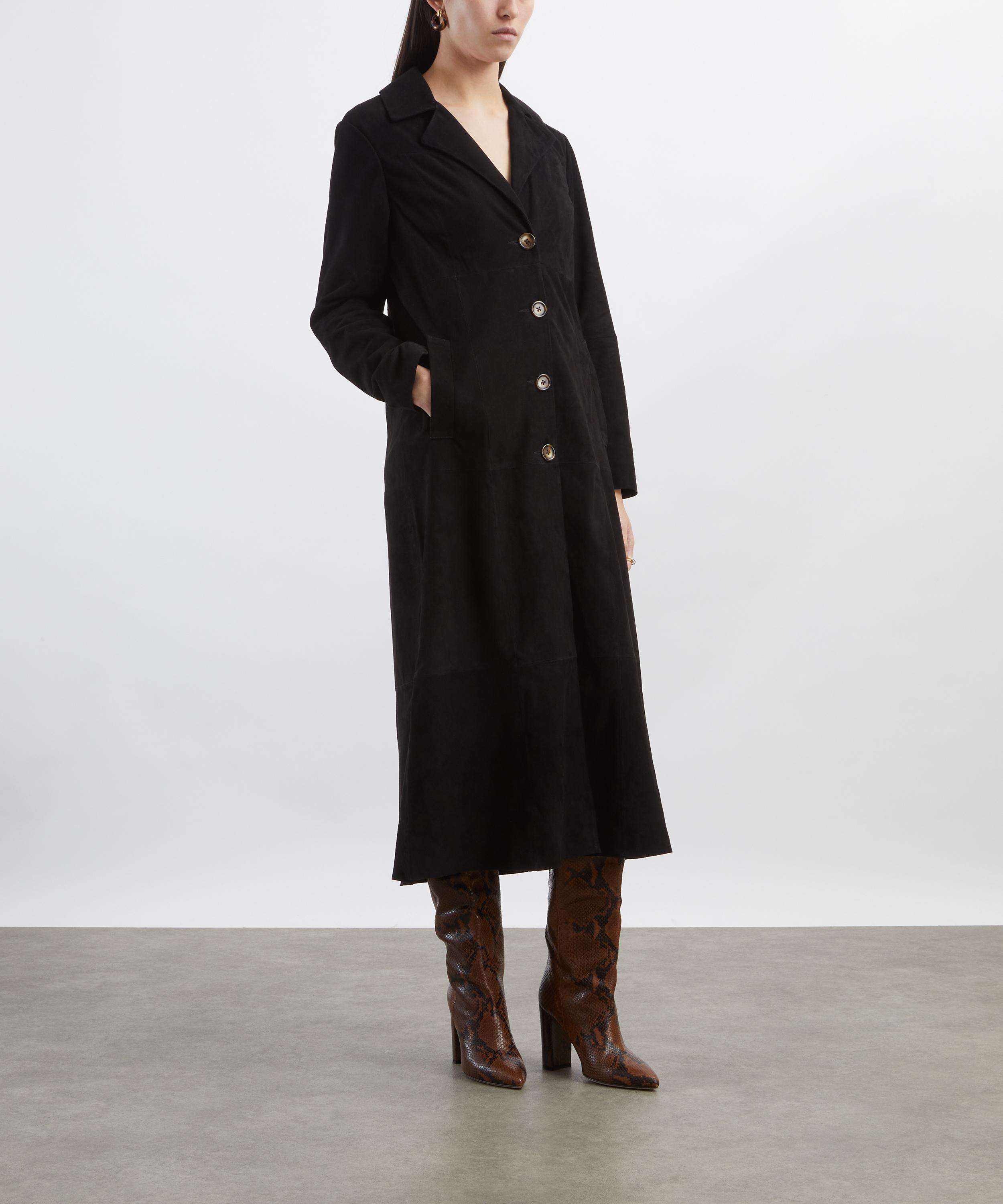 RIXO - Astraea Black Suede Coat image number 1