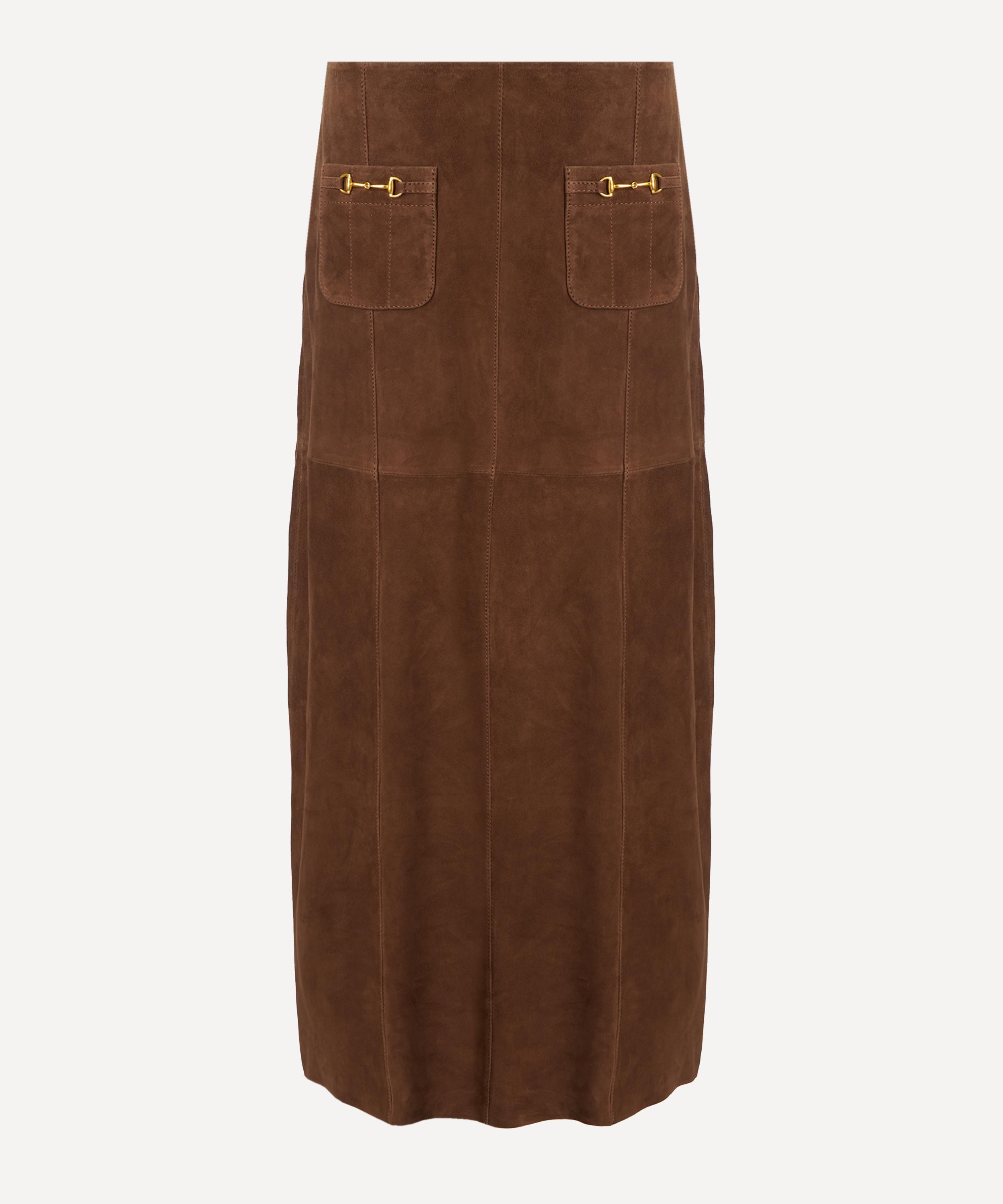 RIXO - Edwina Suede Midi Skirt