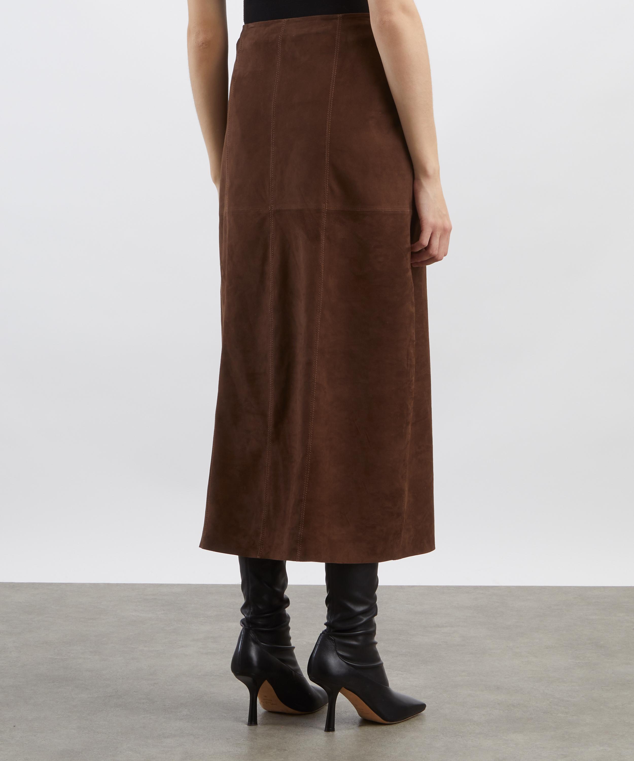 RIXO - Edwina Suede Midi Skirt image number 3