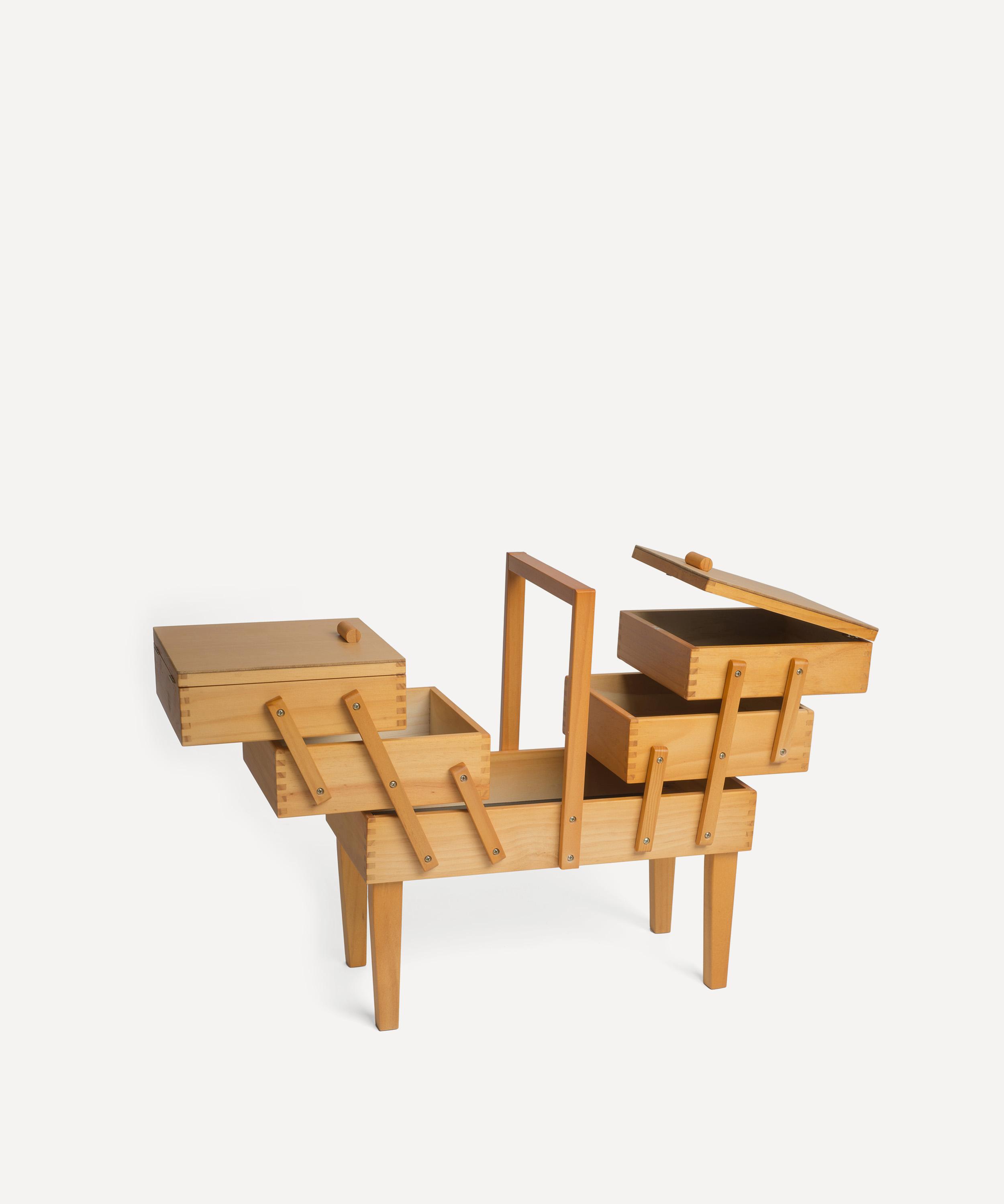 Groves - 3-Tier Cantilever Wooden Sewing Box with Legs image number 3