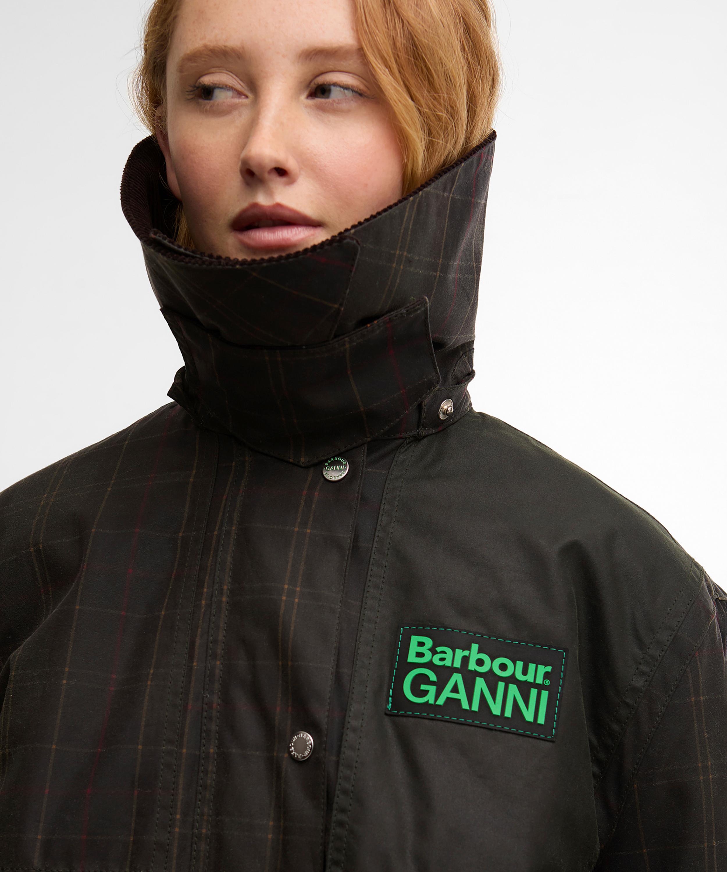 Barbour - x GANNI Tartan Waxed Duffle Coat image number 4