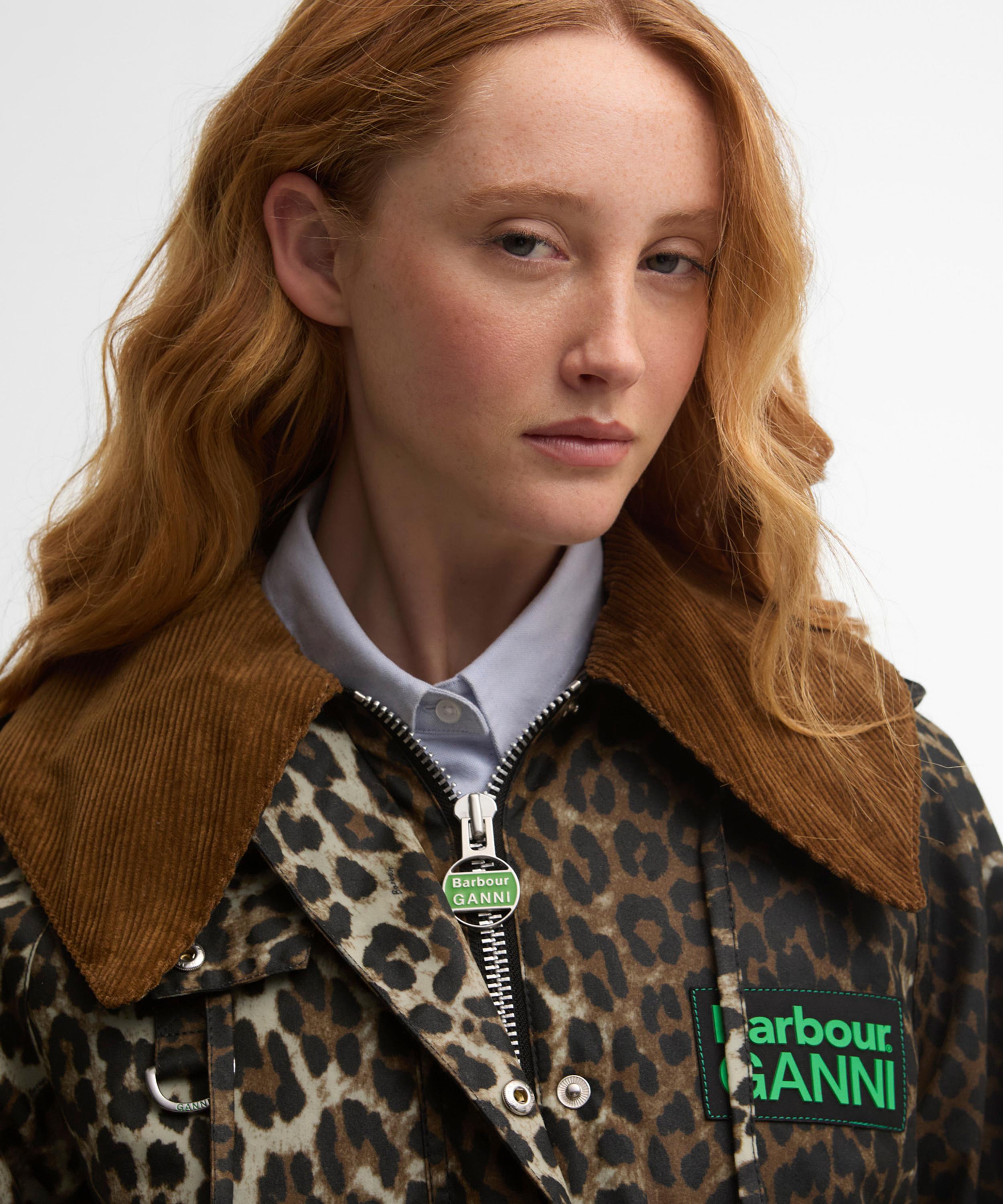 Barbour - x GANNI Leopard Print Waxed Anorak image number 4
